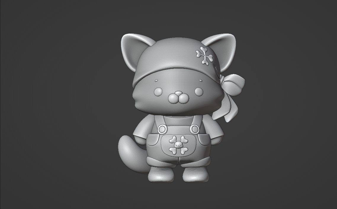 cat pirate 3D print model_2