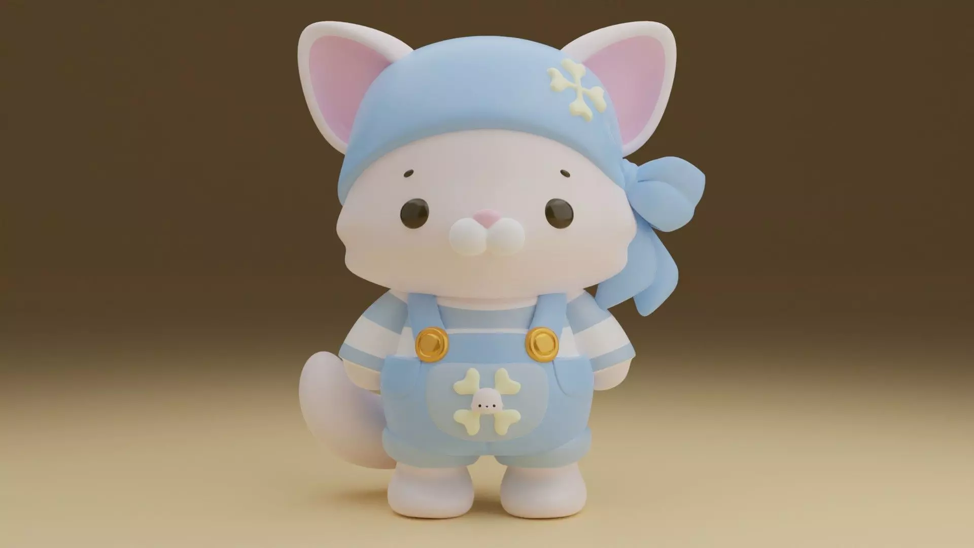 cat pirate 3D print model_0