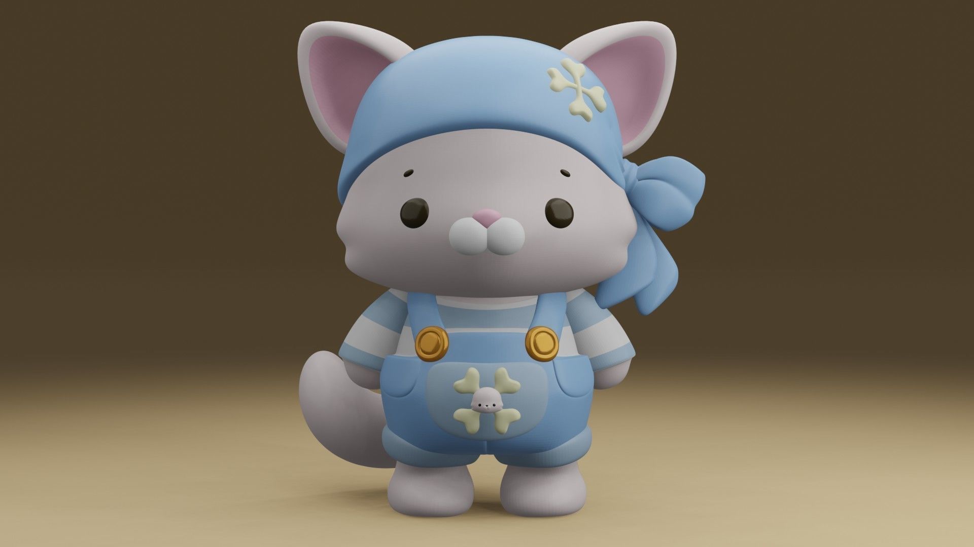 cat pirate 3D print model_7