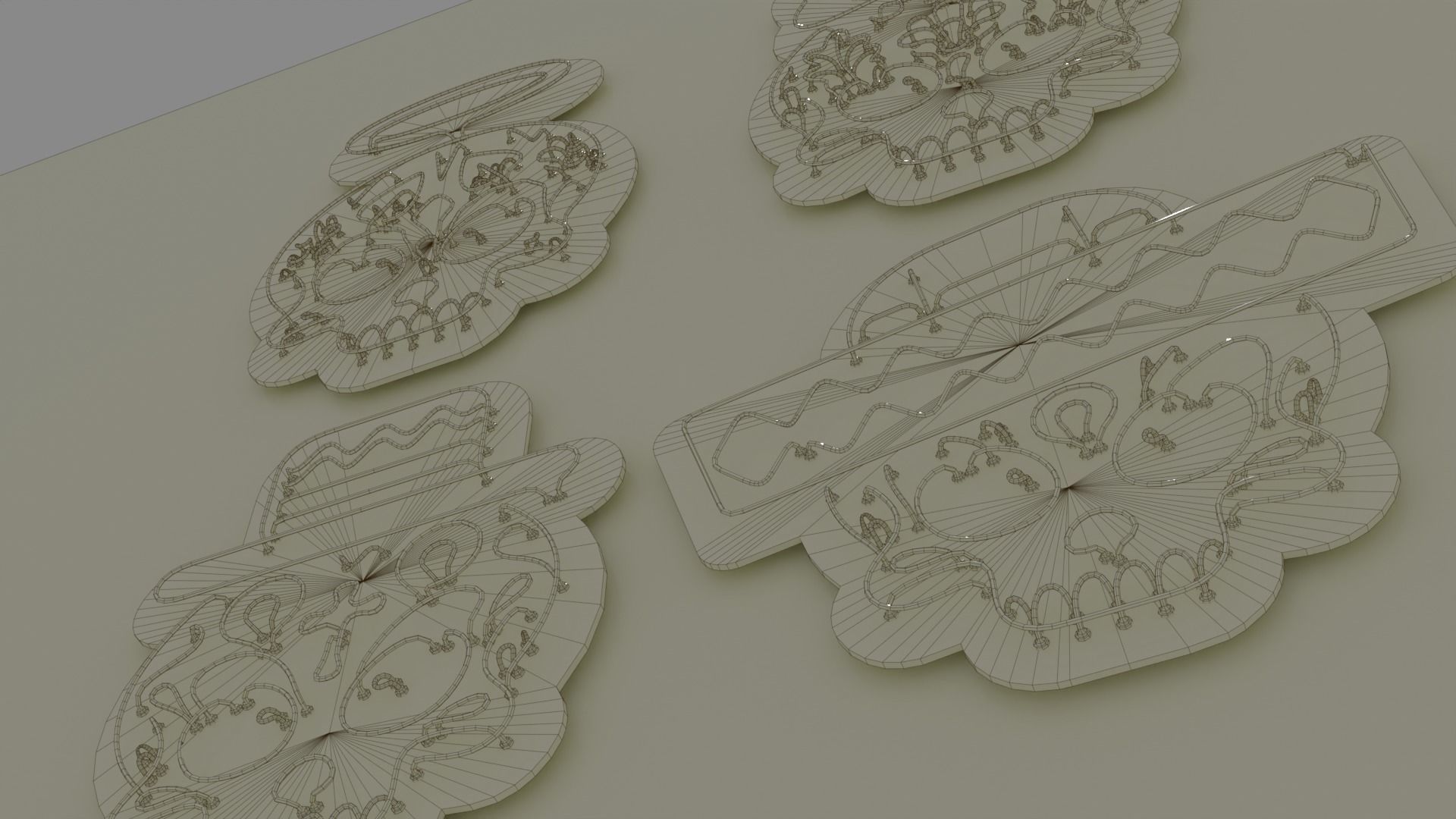 4 Cute Neon Wall Decoration with Skull Patterns Low-poly 3D model_4