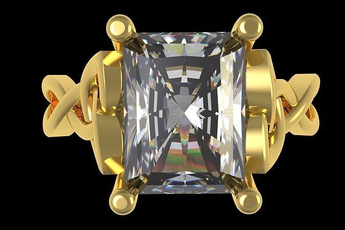 Rediant Diamond Engagement Ring 3D model