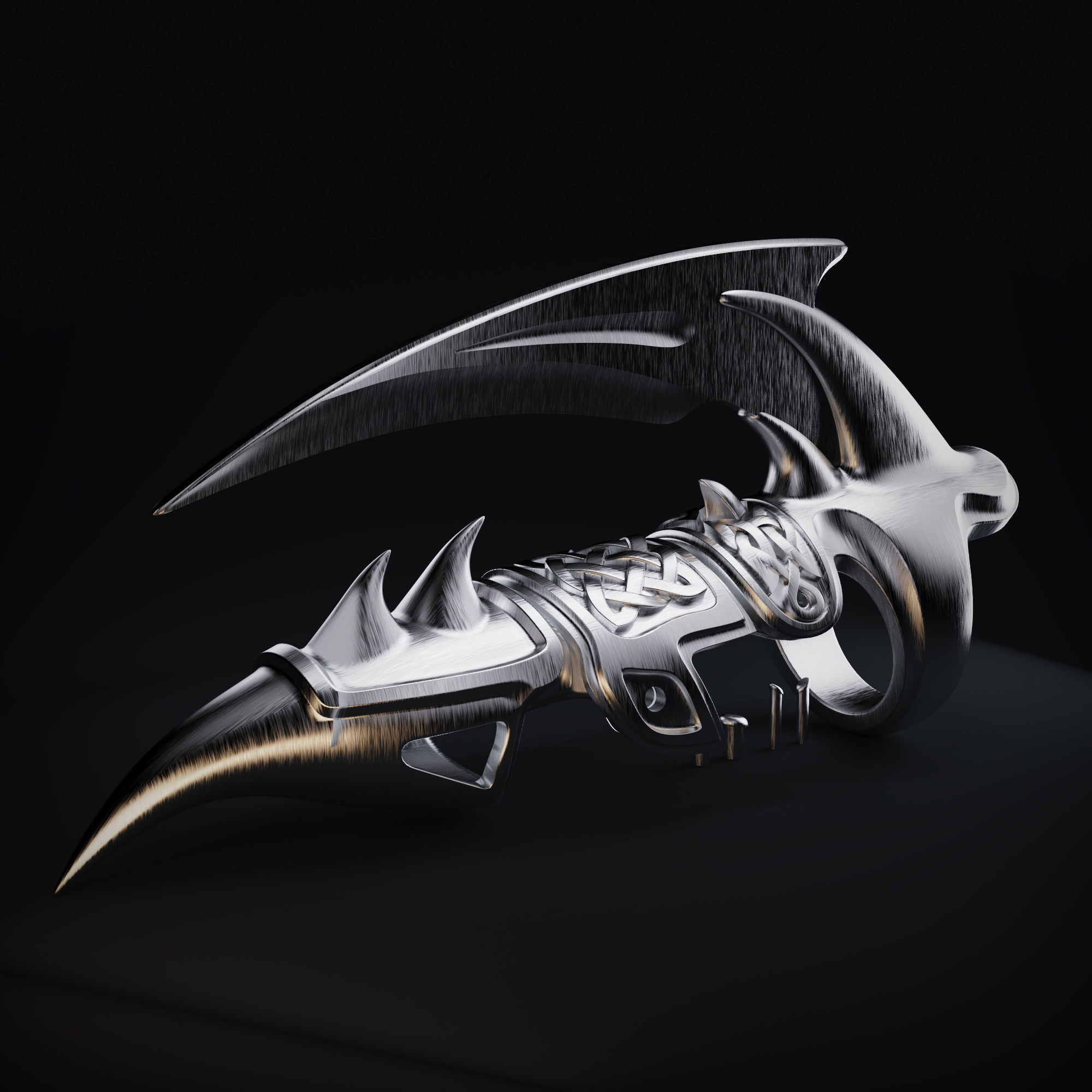 Ring with claw 3D print model_3