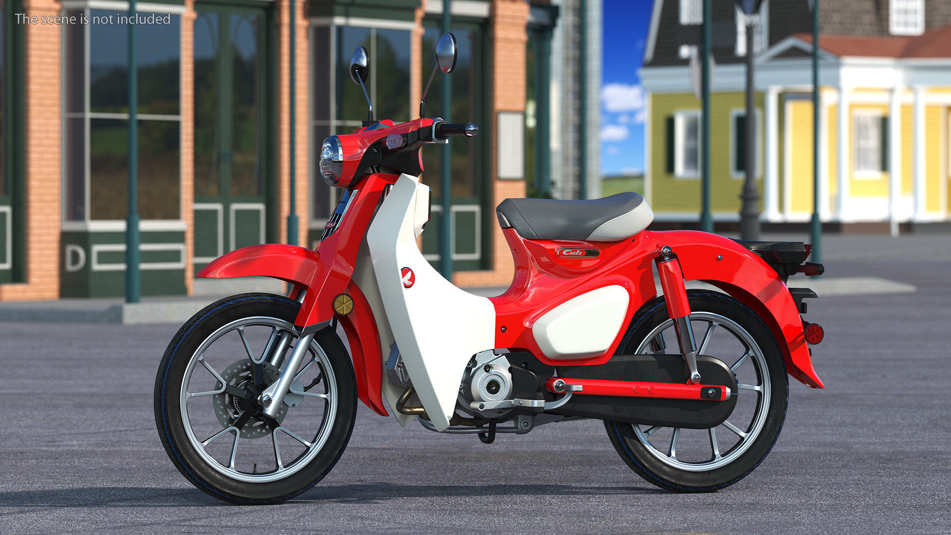 Scooter Honda Super Cub 2024 Red Rigged 3D model