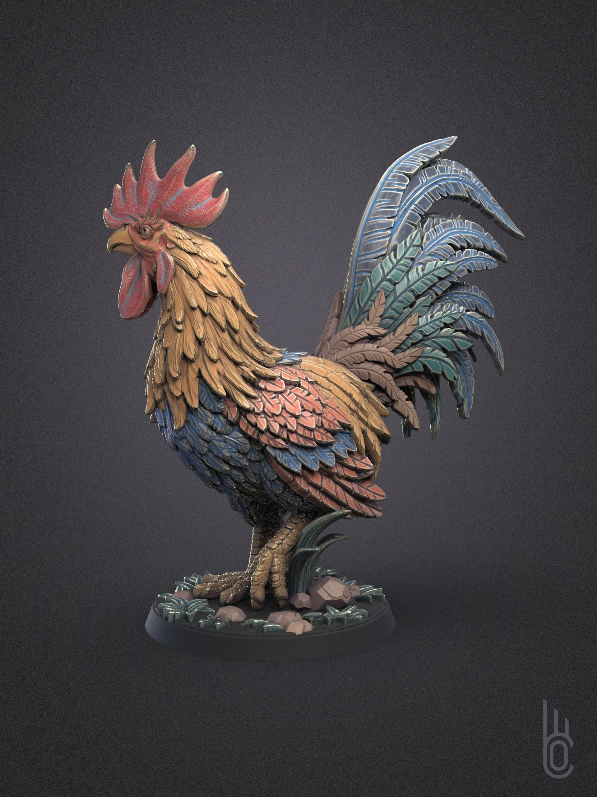 Beautiful rooster 3D print model_7