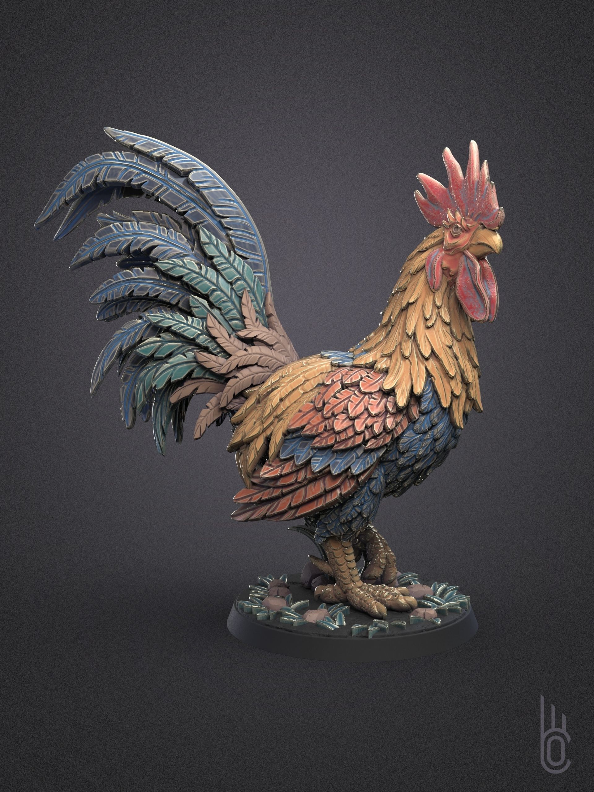 Beautiful rooster 3D print model_3