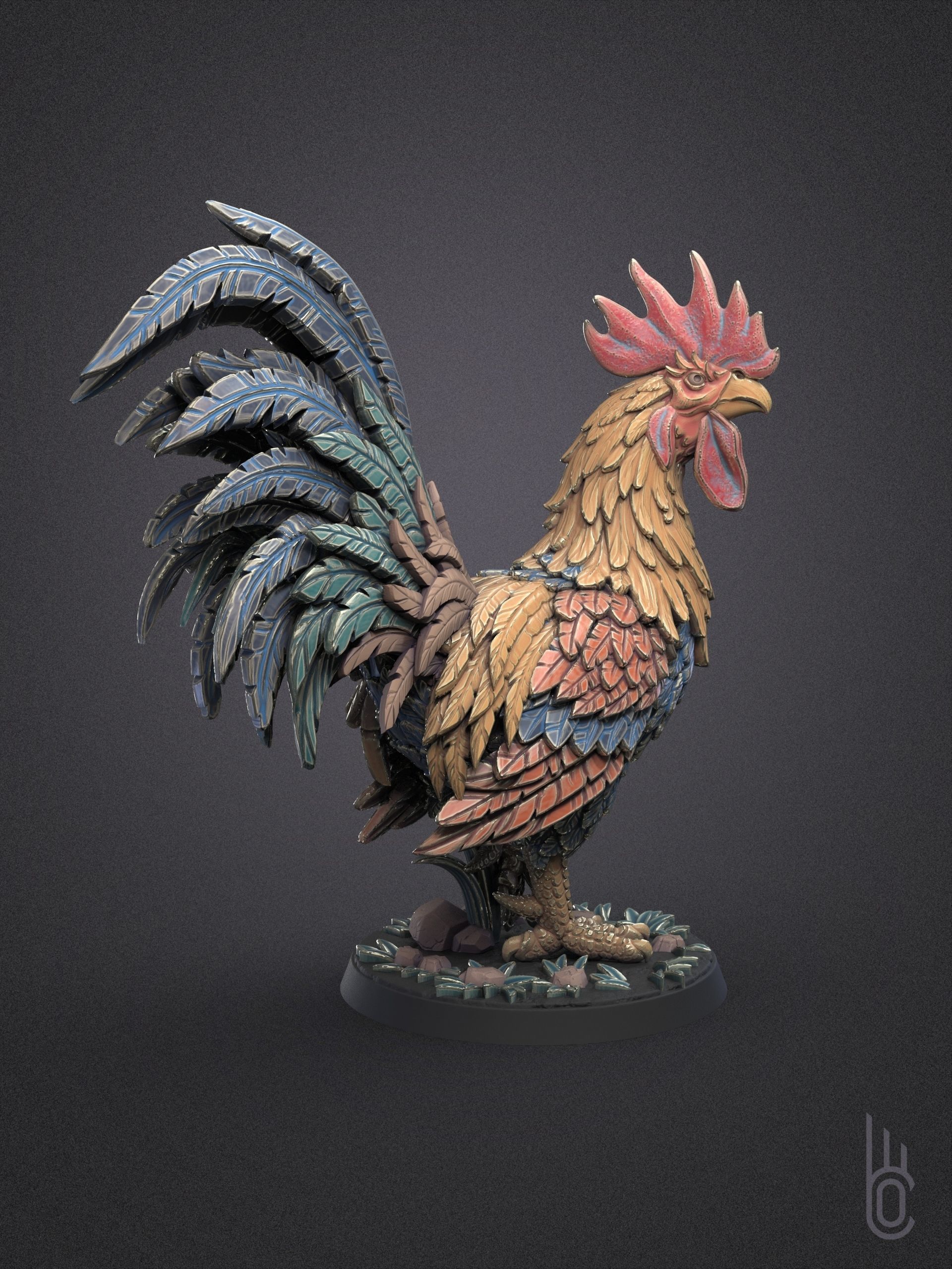 Beautiful rooster 3D print model_8