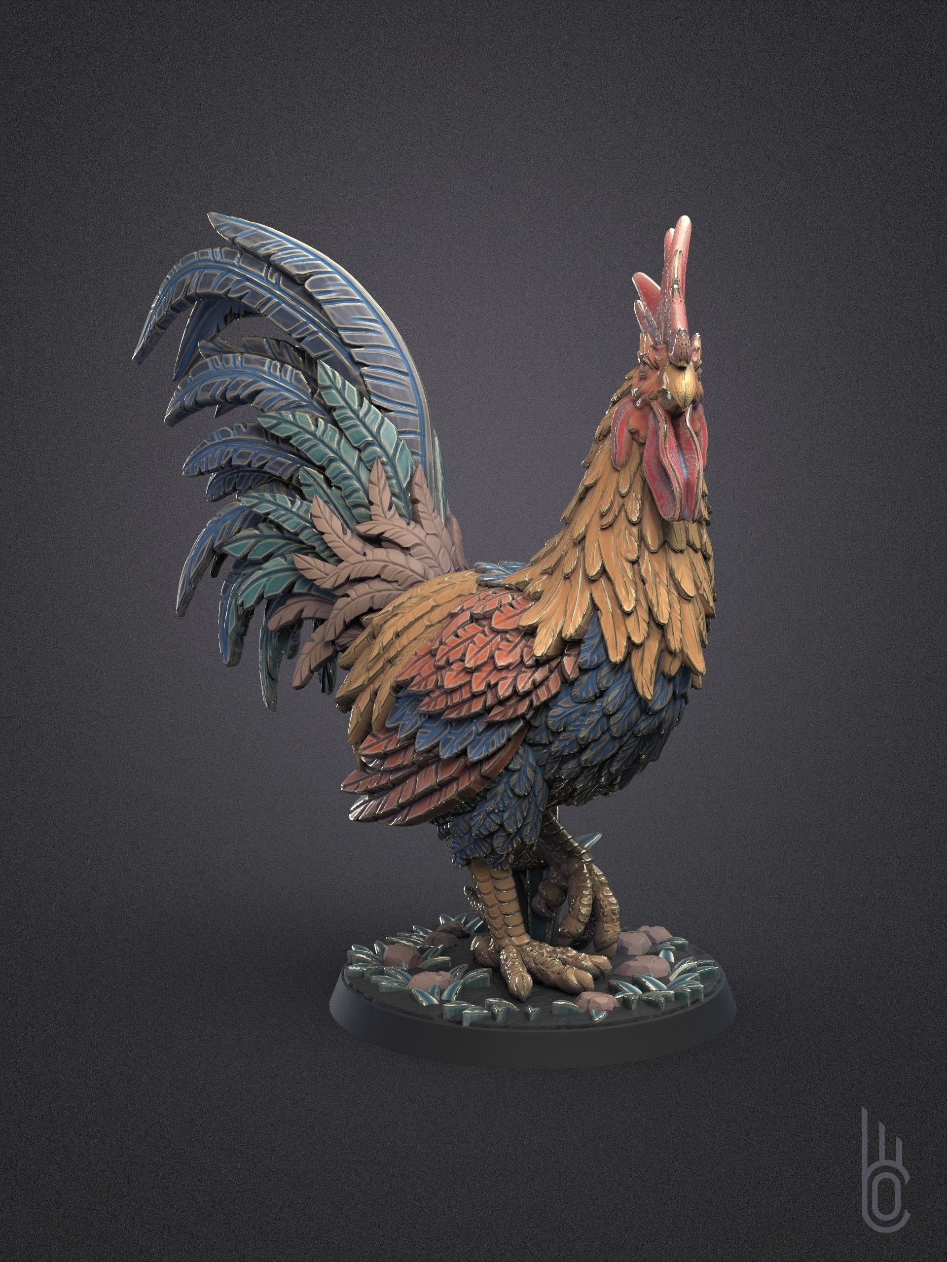 Beautiful rooster 3D print model_4