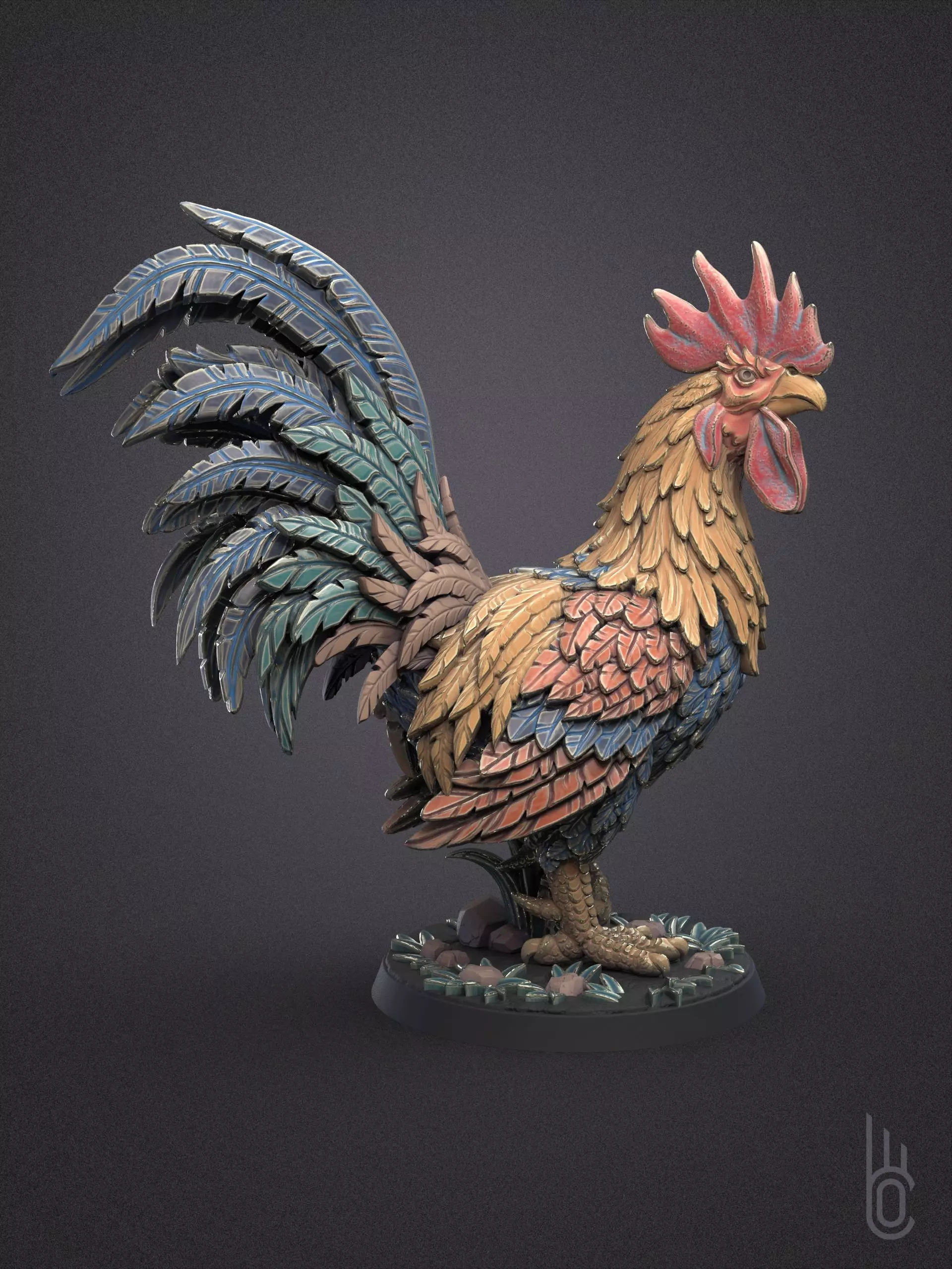 Beautiful rooster 3D print model_0