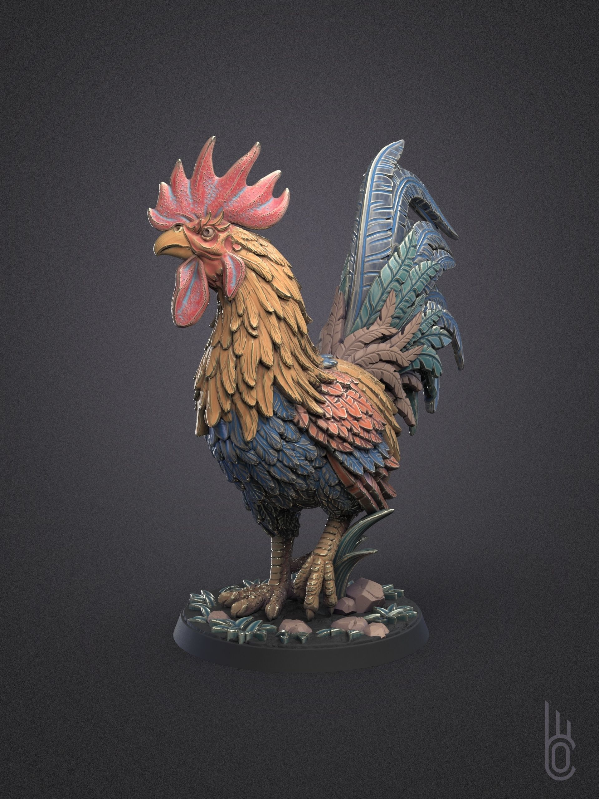 Beautiful rooster 3D print model_2
