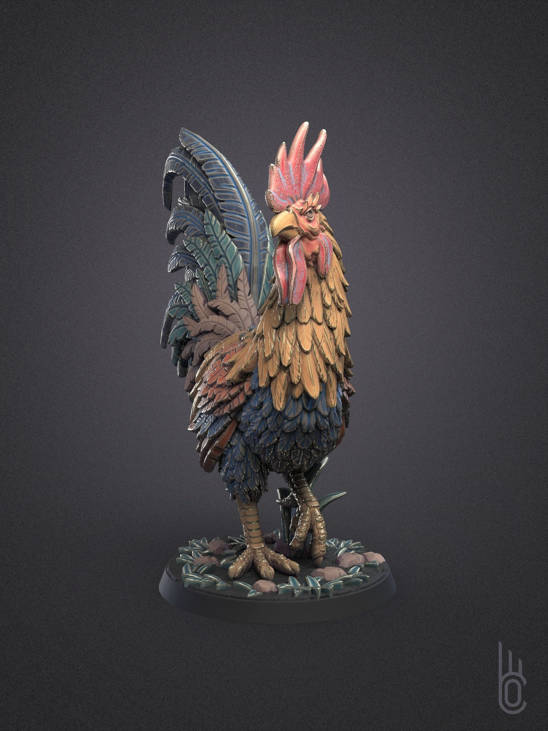 Beautiful rooster 3D print model_6