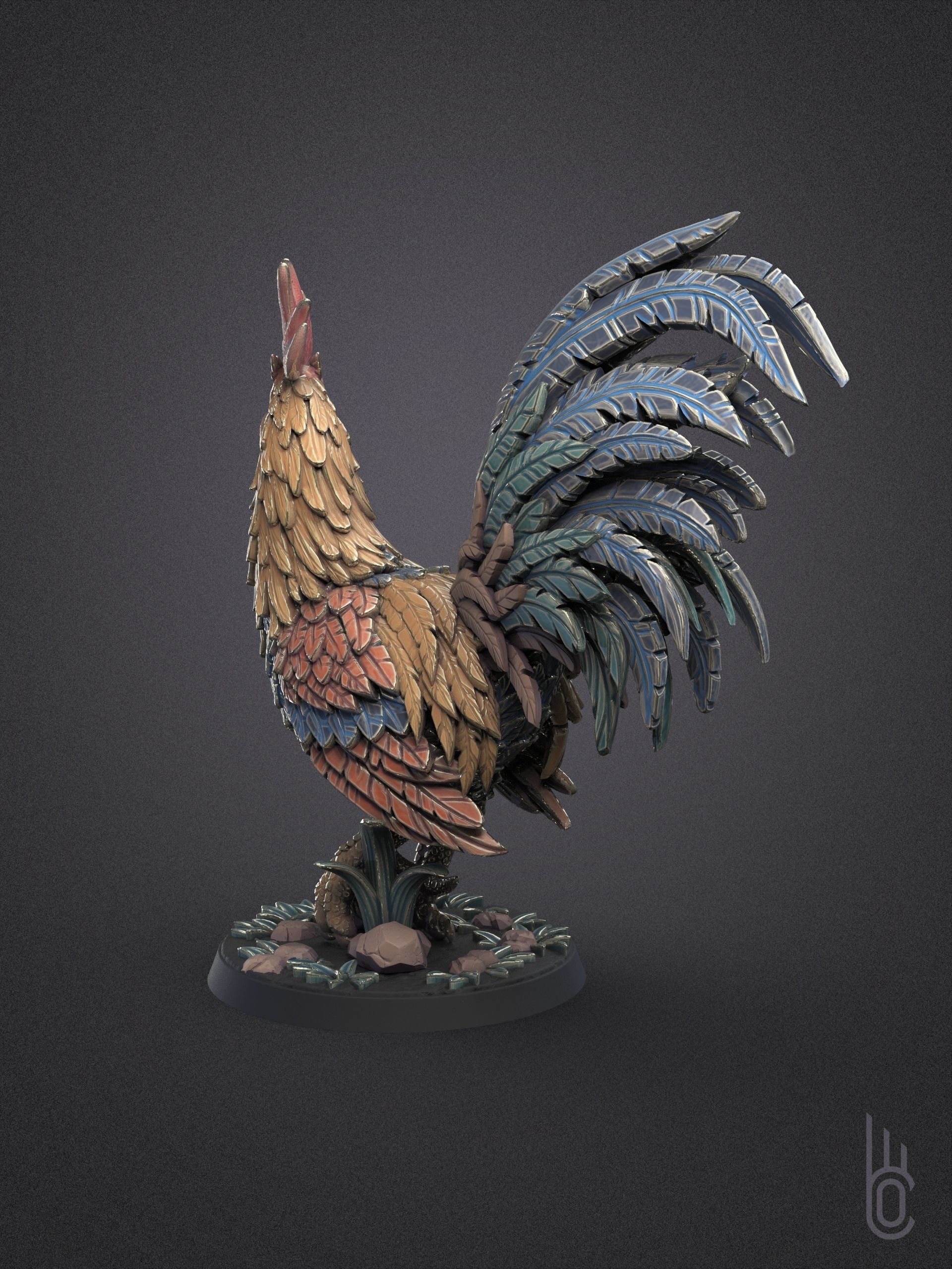 Beautiful rooster 3D print model_5