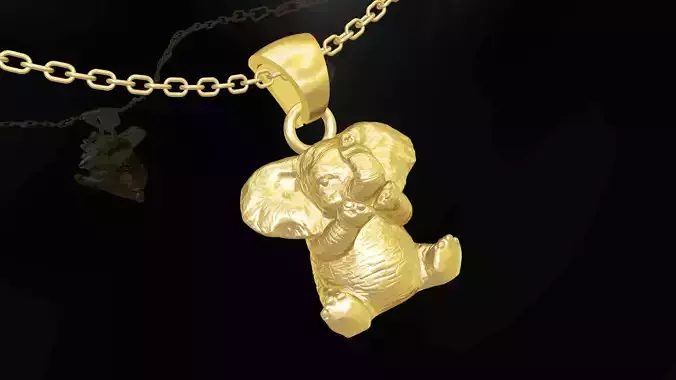 Baby Elephant pendant jewelry gold 3D print model