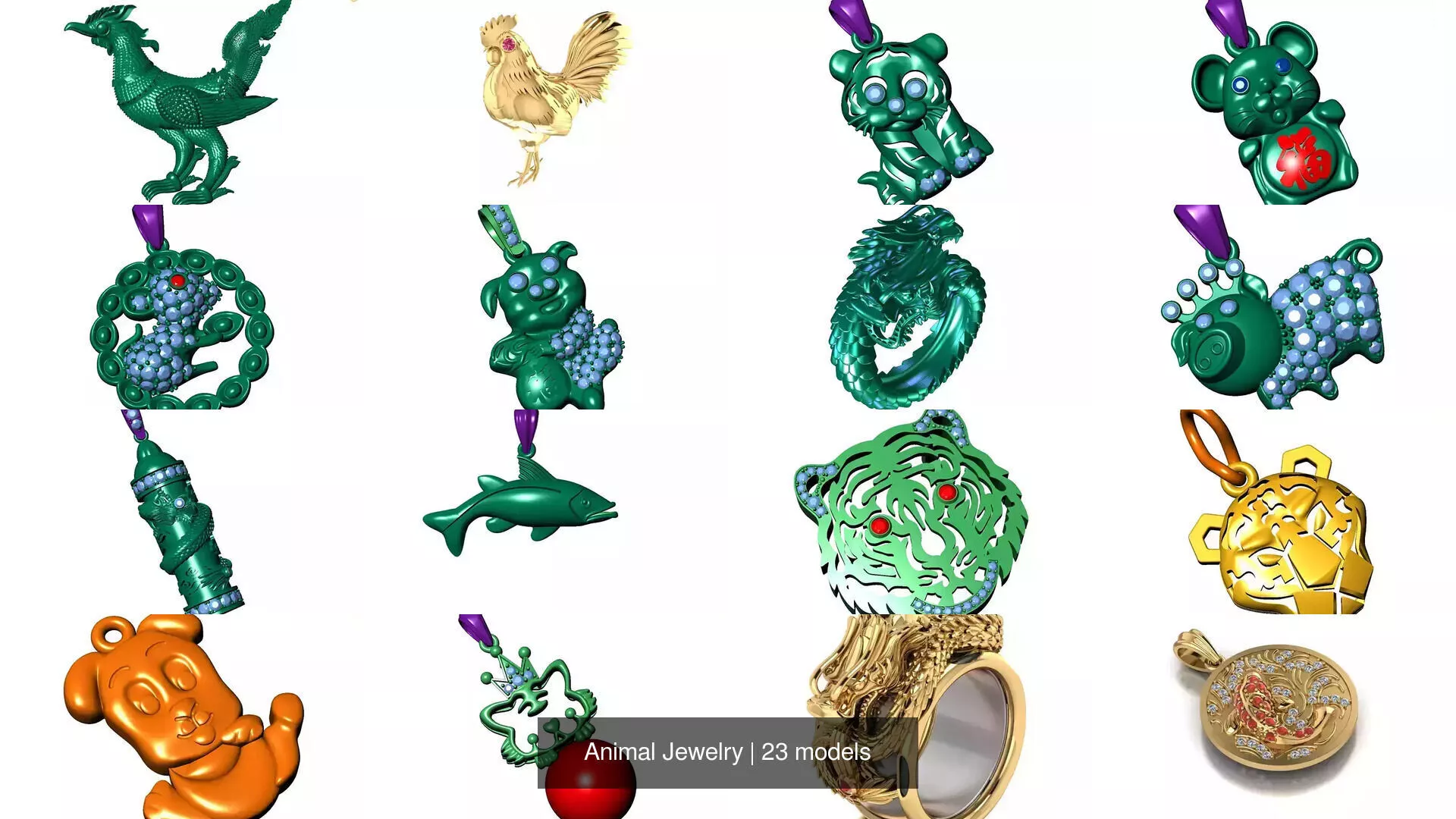 Animal Jewelry 3D Model Pack