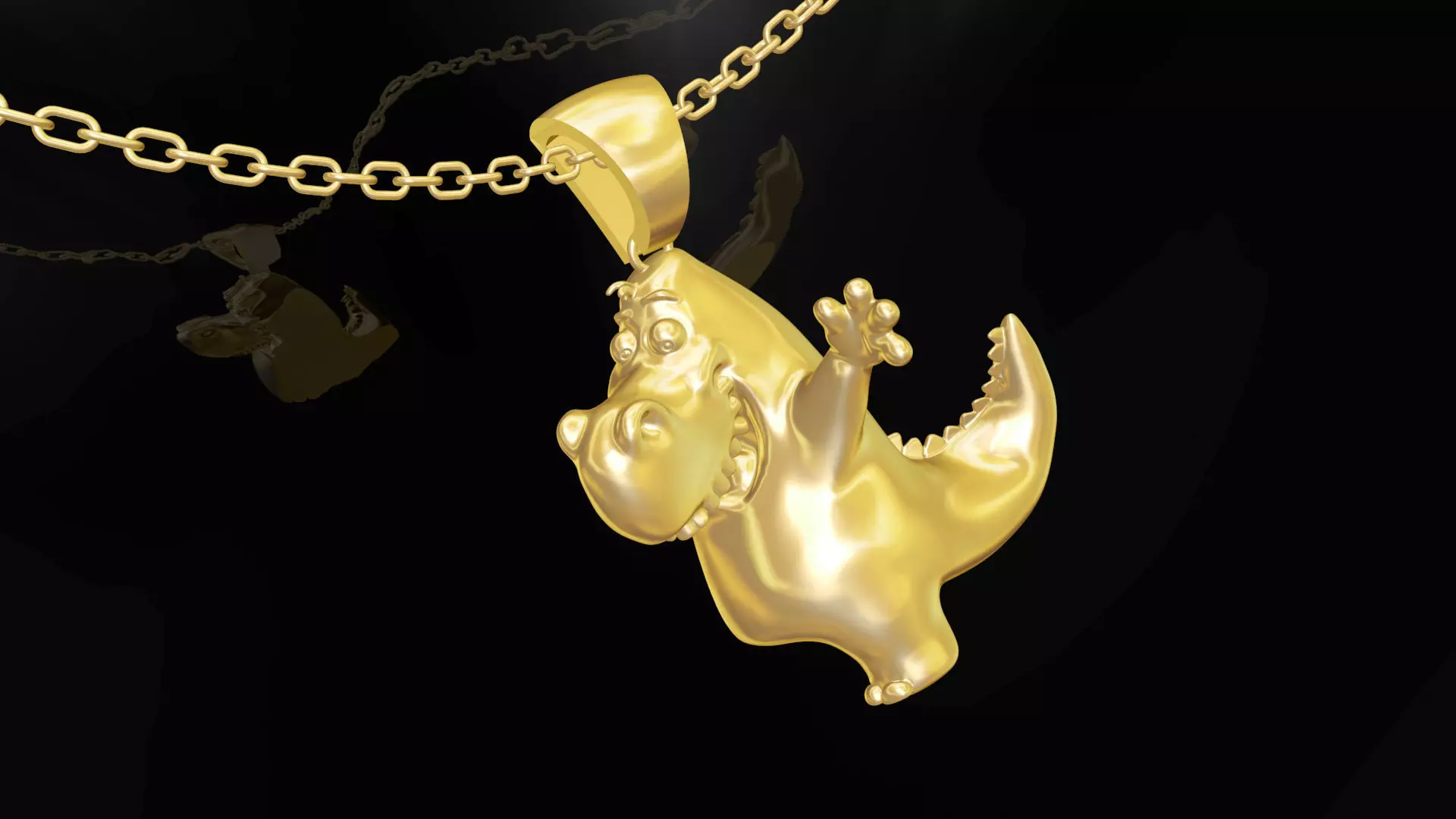 Happy Dino pendant jewelry gold 3D print model_0