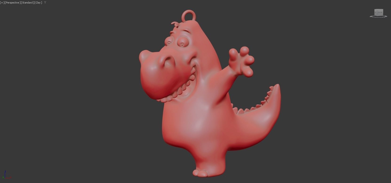 Happy Dino pendant jewelry gold 3D print model_4