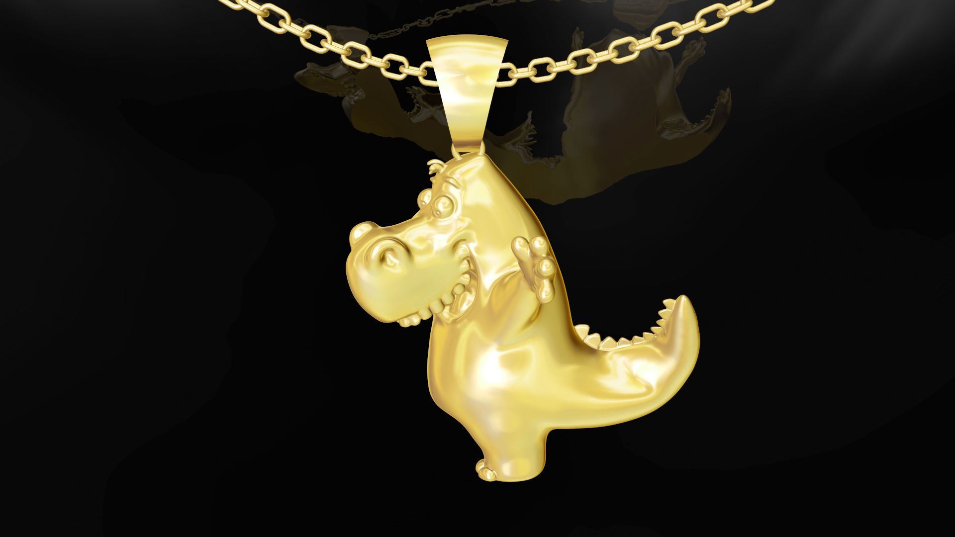 Happy Dino pendant jewelry gold 3D print model_1