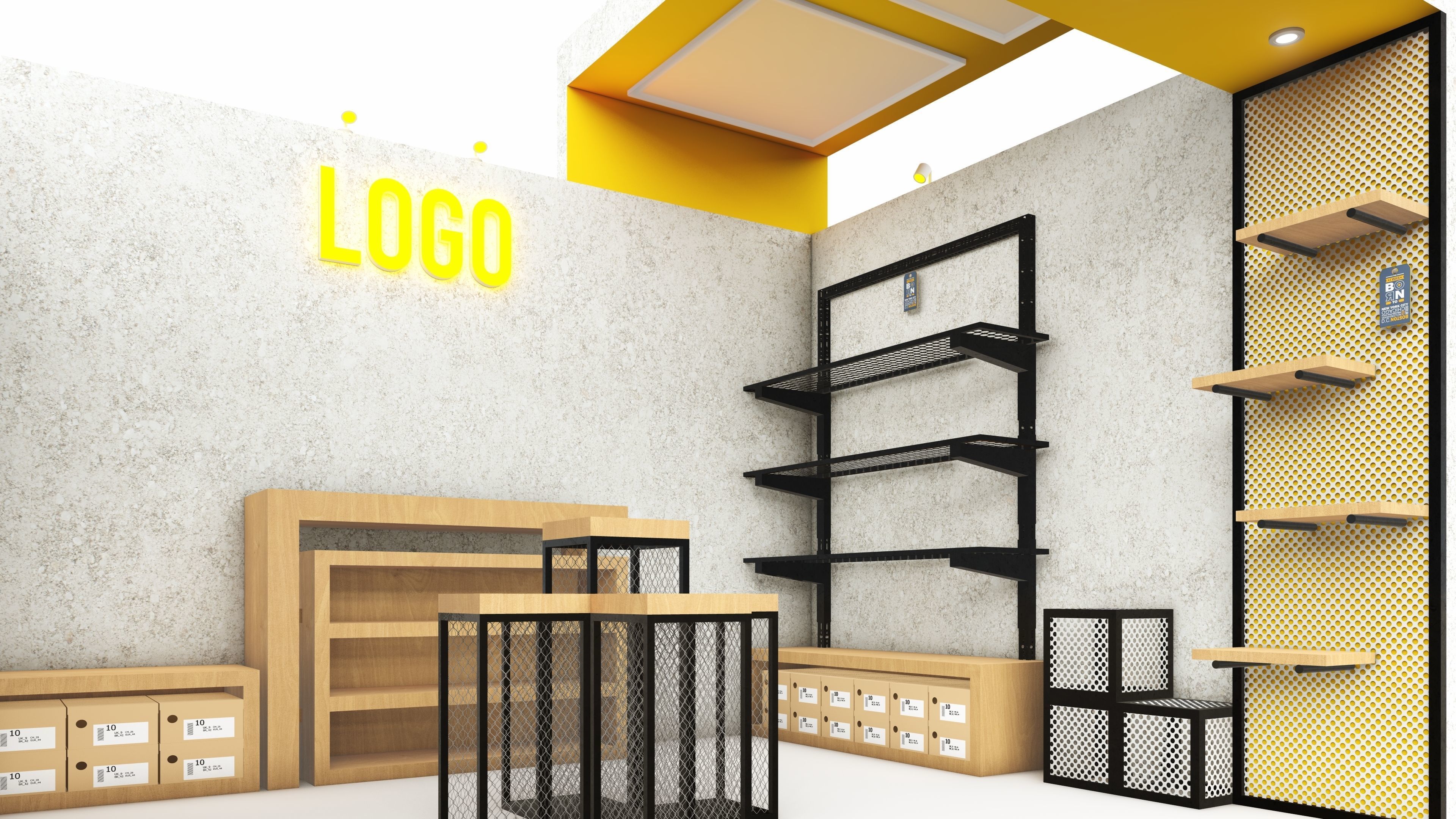 booth one side open with size 3x4 3D model_2