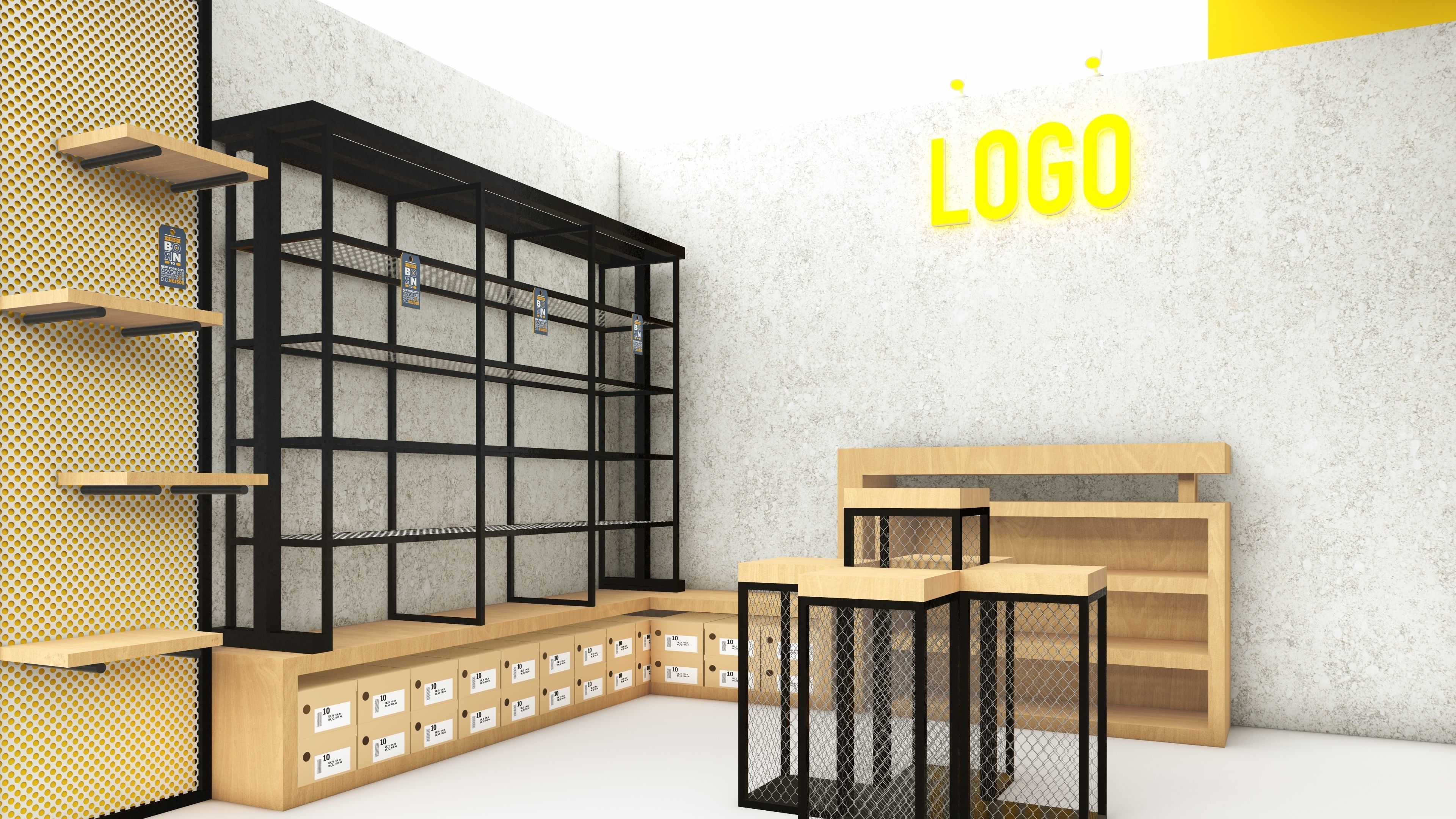 booth one side open with size 3x4 3D model_1