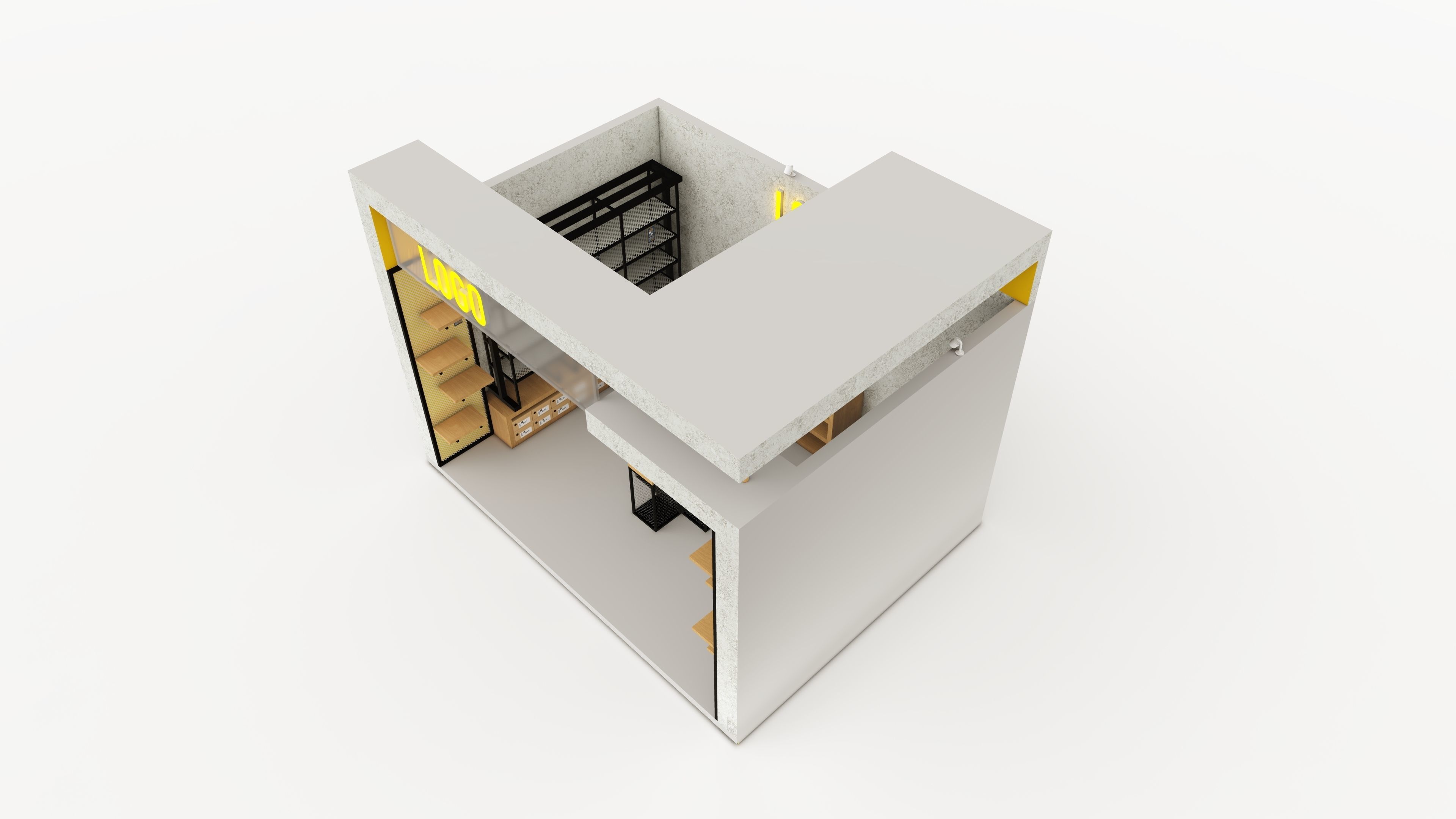 booth one side open with size 3x4 3D model_4