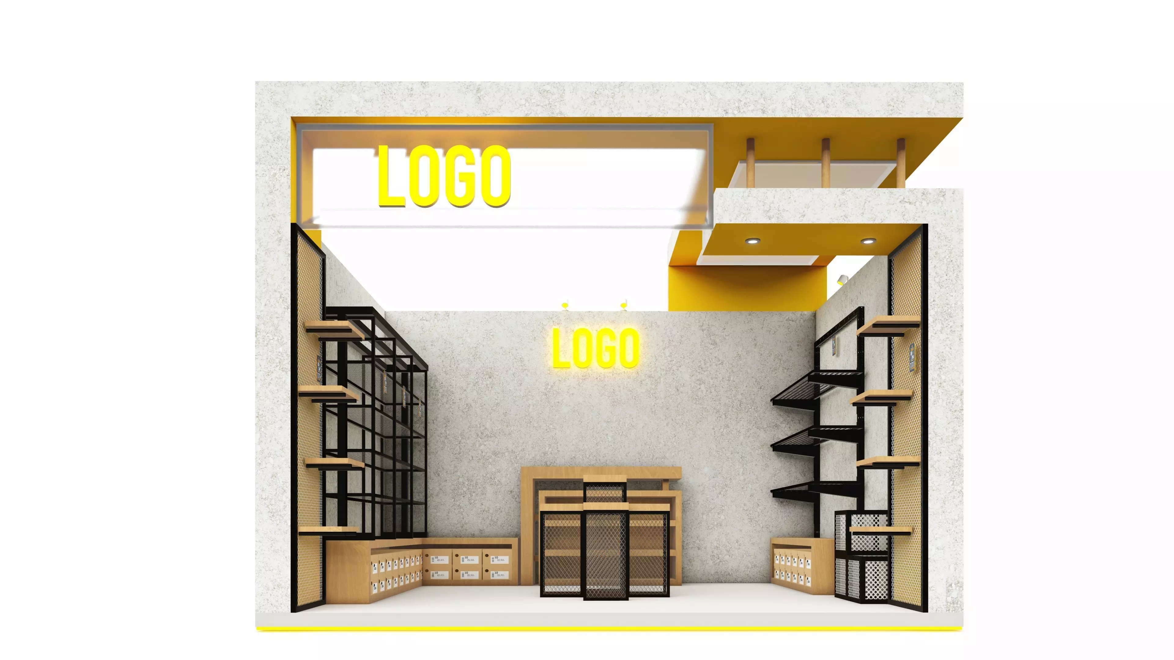 booth one side open with size 3x4 3D model_0