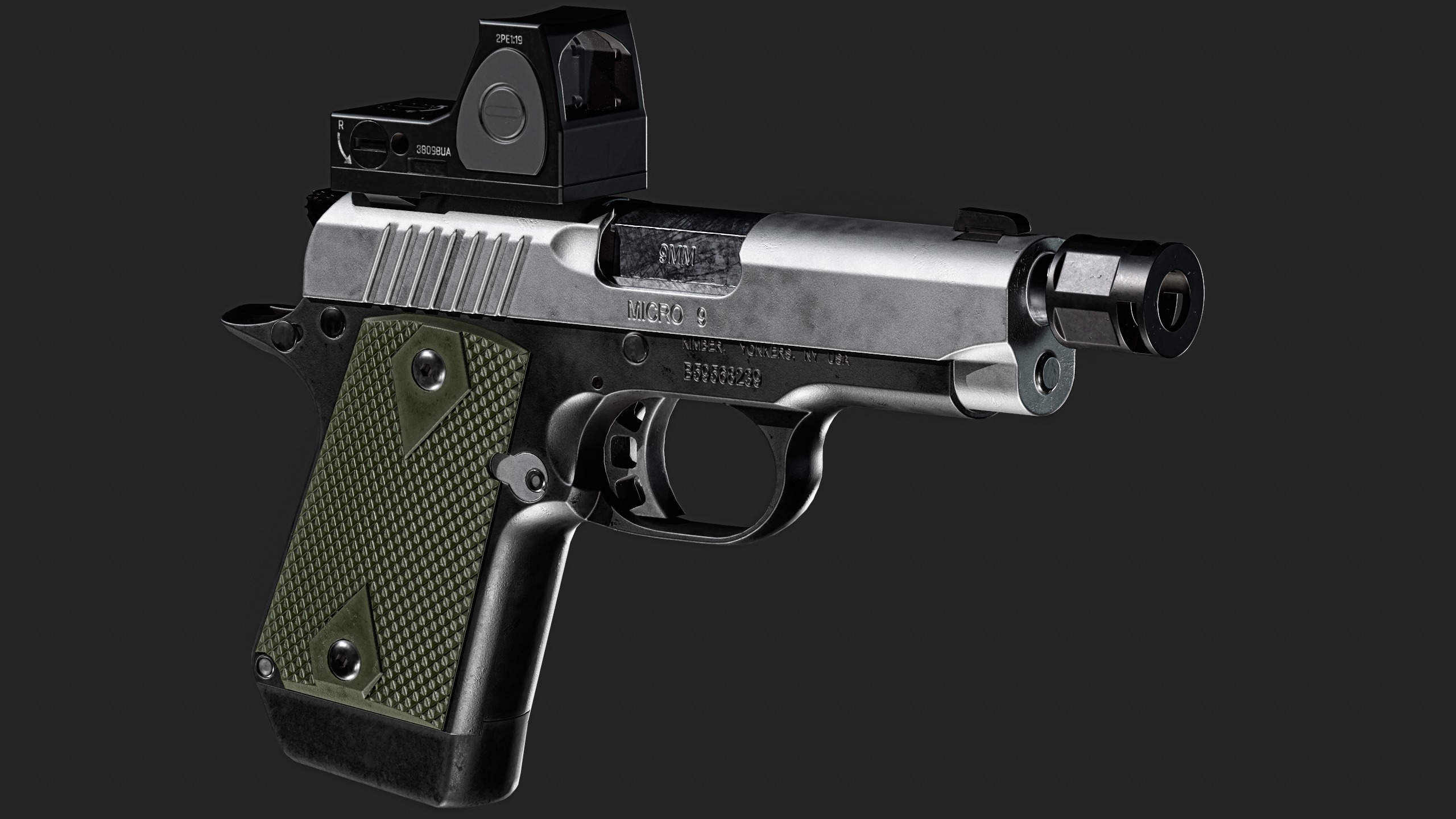 Kimber Micro 9 Trijicon RMR SD or Comp Attachments Low-poly 3D model_6