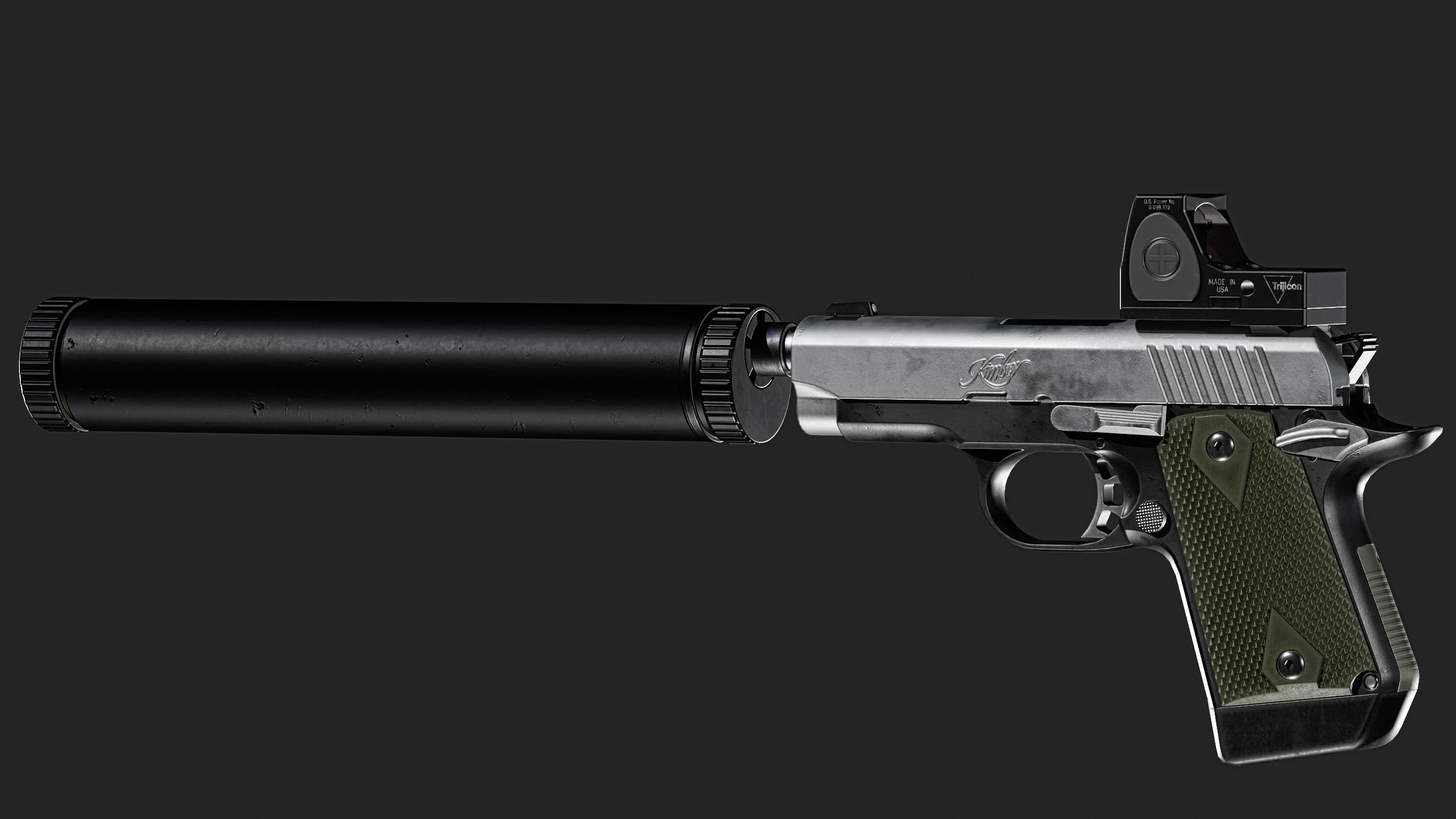 Kimber Micro 9 Trijicon RMR SD or Comp Attachments Low-poly 3D model_5