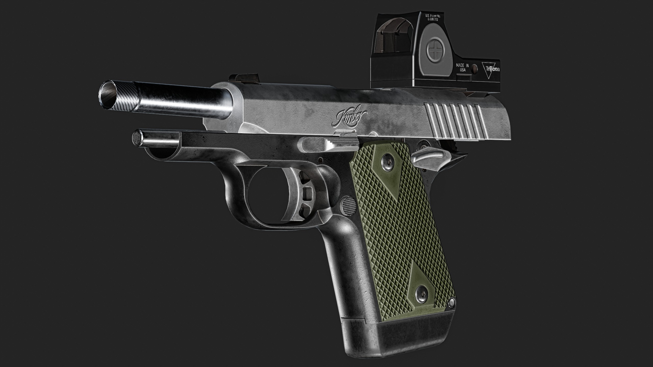 Kimber Micro 9 Trijicon RMR SD or Comp Attachments Low-poly 3D model_9