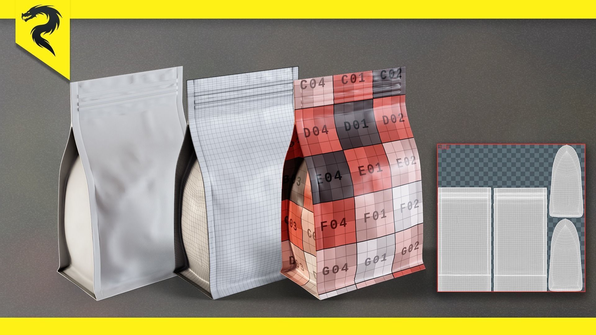 50 Food Package BASE MESH 3D model_1