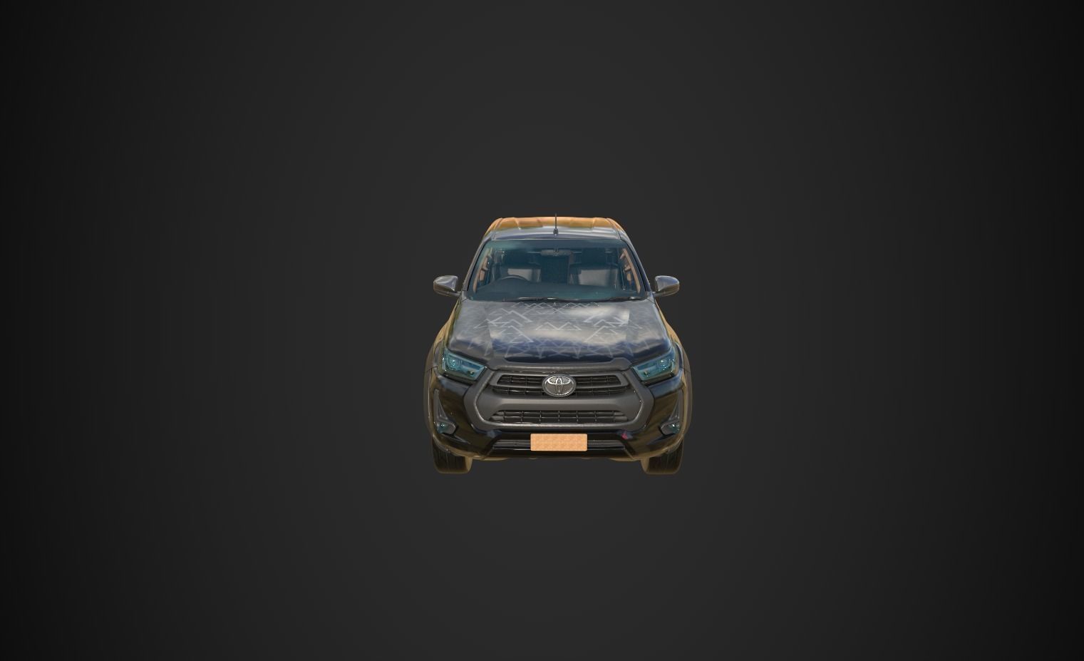 Hilux Black Low-poly 3D model_6