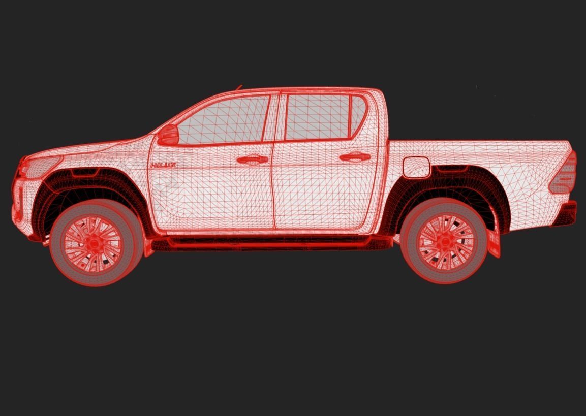 Hilux Black Low-poly 3D model_7