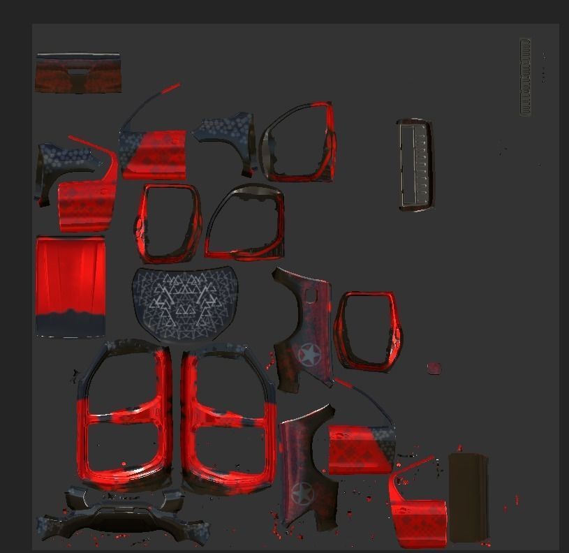 Hilux Black Low-poly 3D model_8