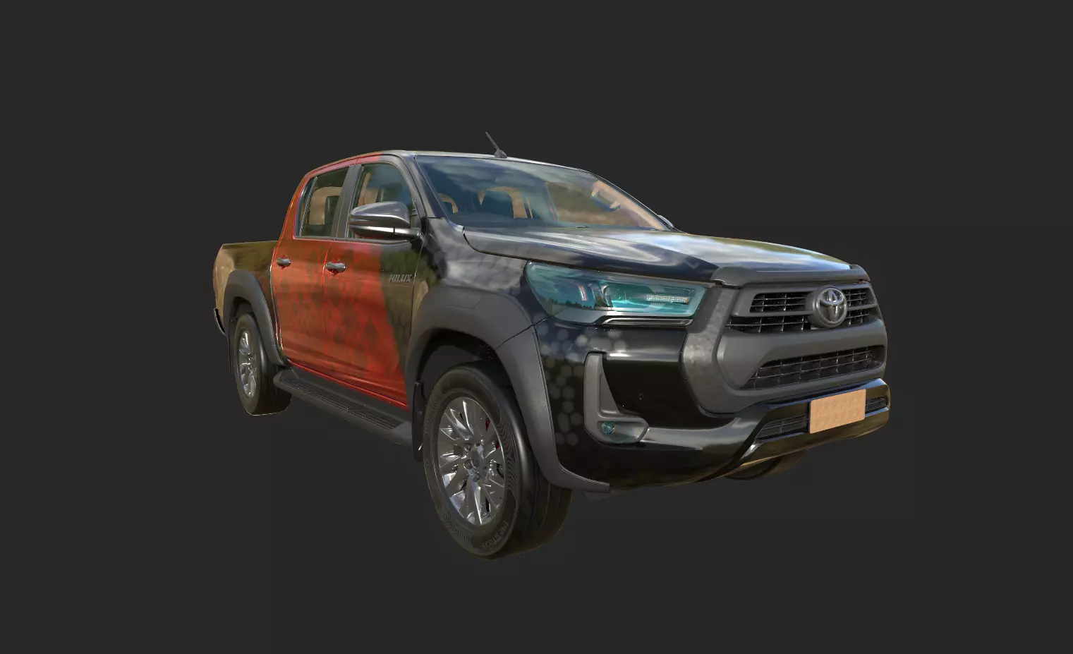 Hilux Black Low-poly 3D model_0