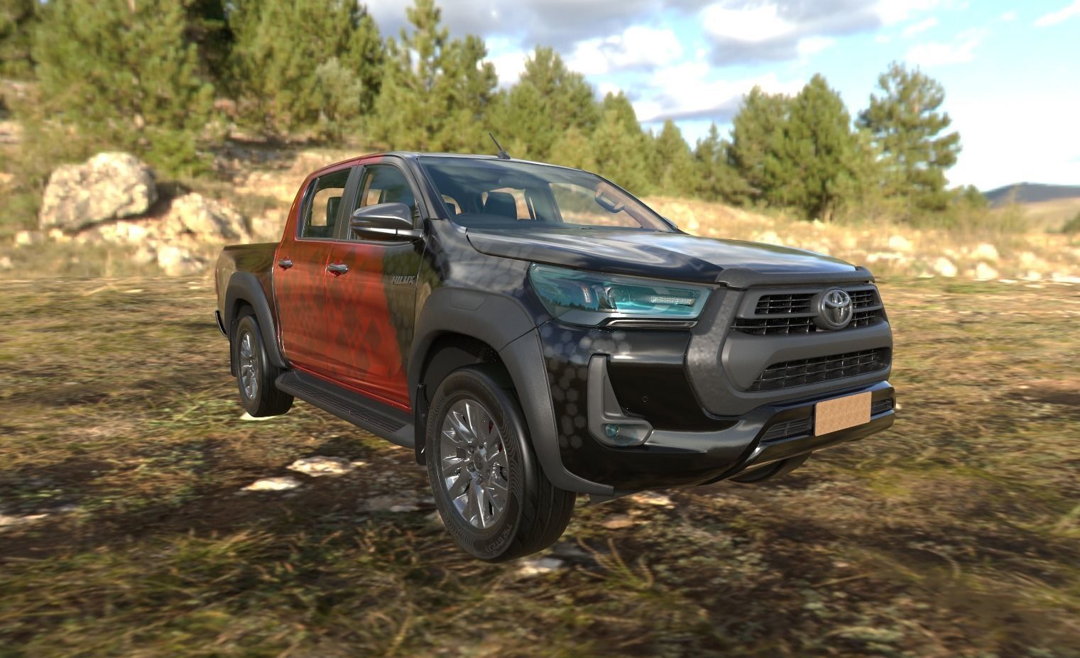 Hilux Black Low-poly 3D model_2