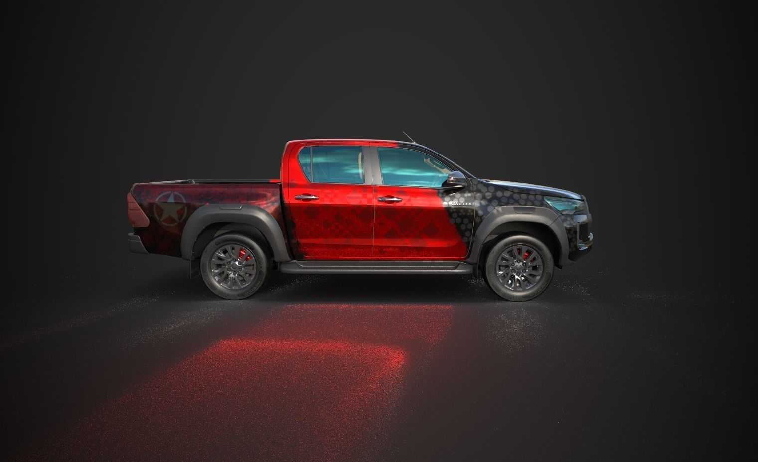 Hilux Black Low-poly 3D model_4