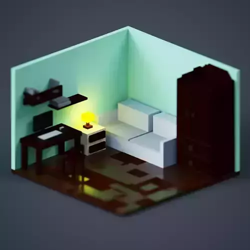 Cozy Voxel Room 3D model
