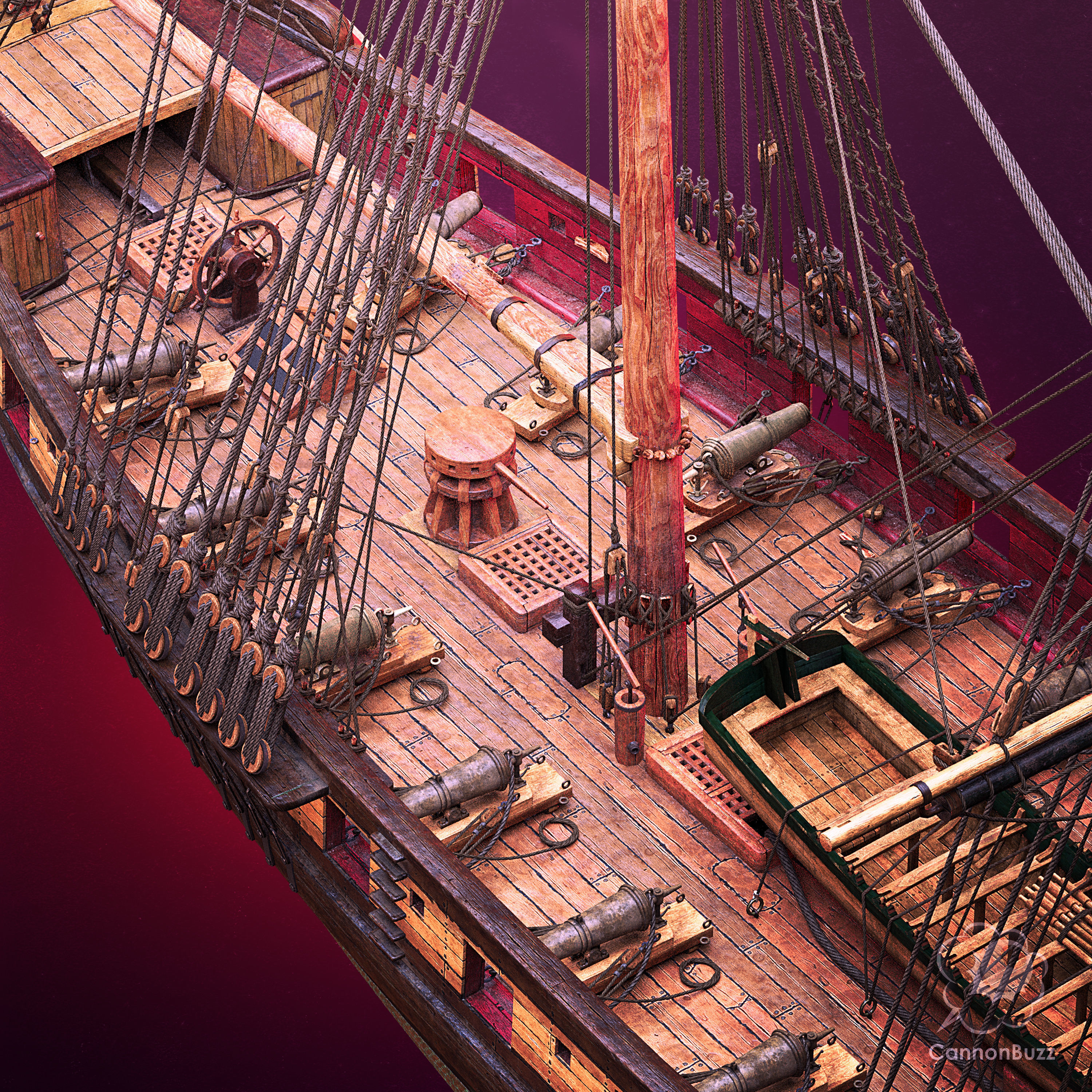 Brig Small sail ship Low-poly 3D model_6