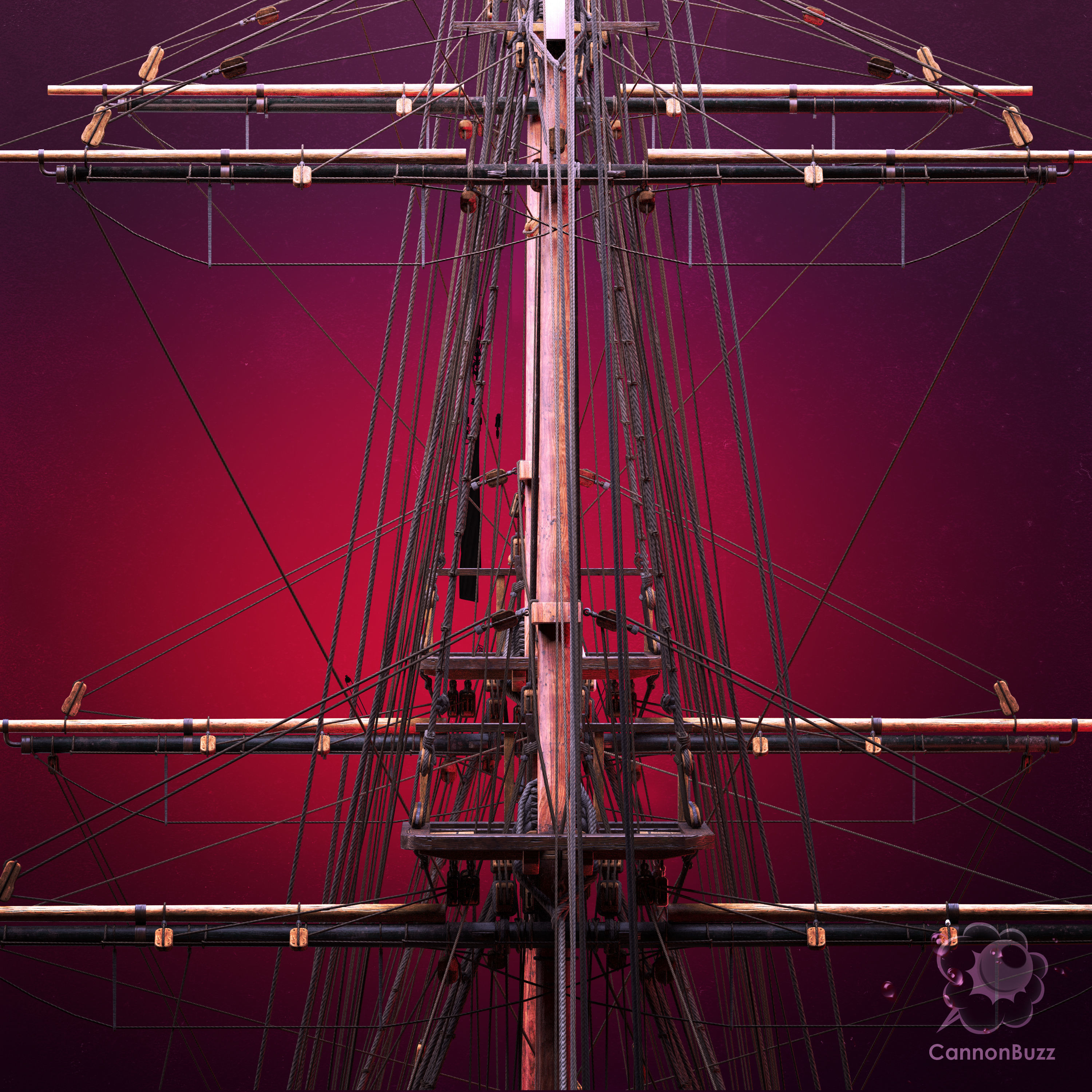 Brig Small sail ship Low-poly 3D model_8