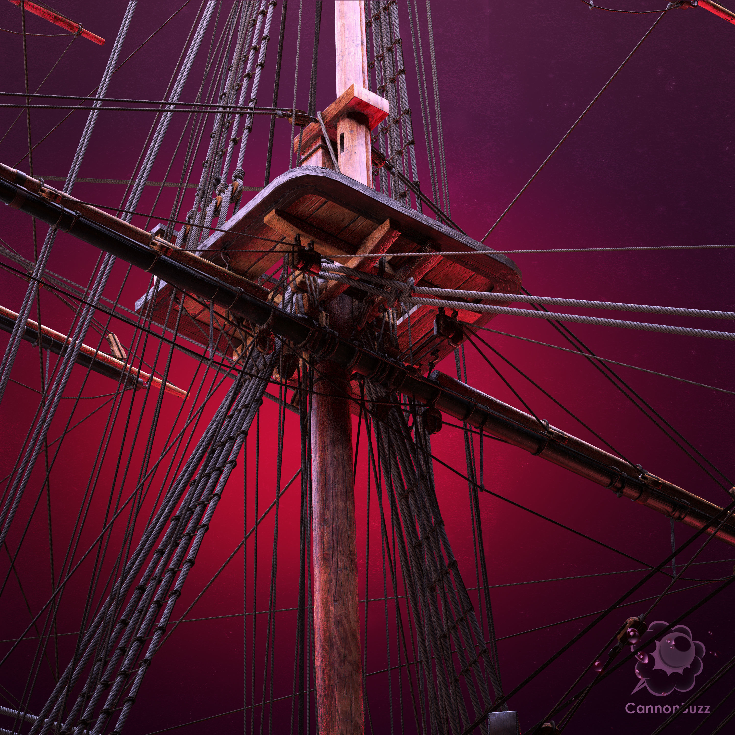 Brig Small sail ship Low-poly 3D model_7