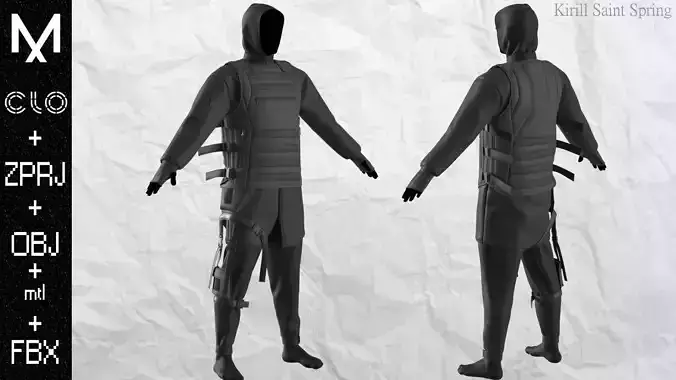 New Outfit Male Marvelous designer Clo3d OBJ mtl FBX ZPRJ