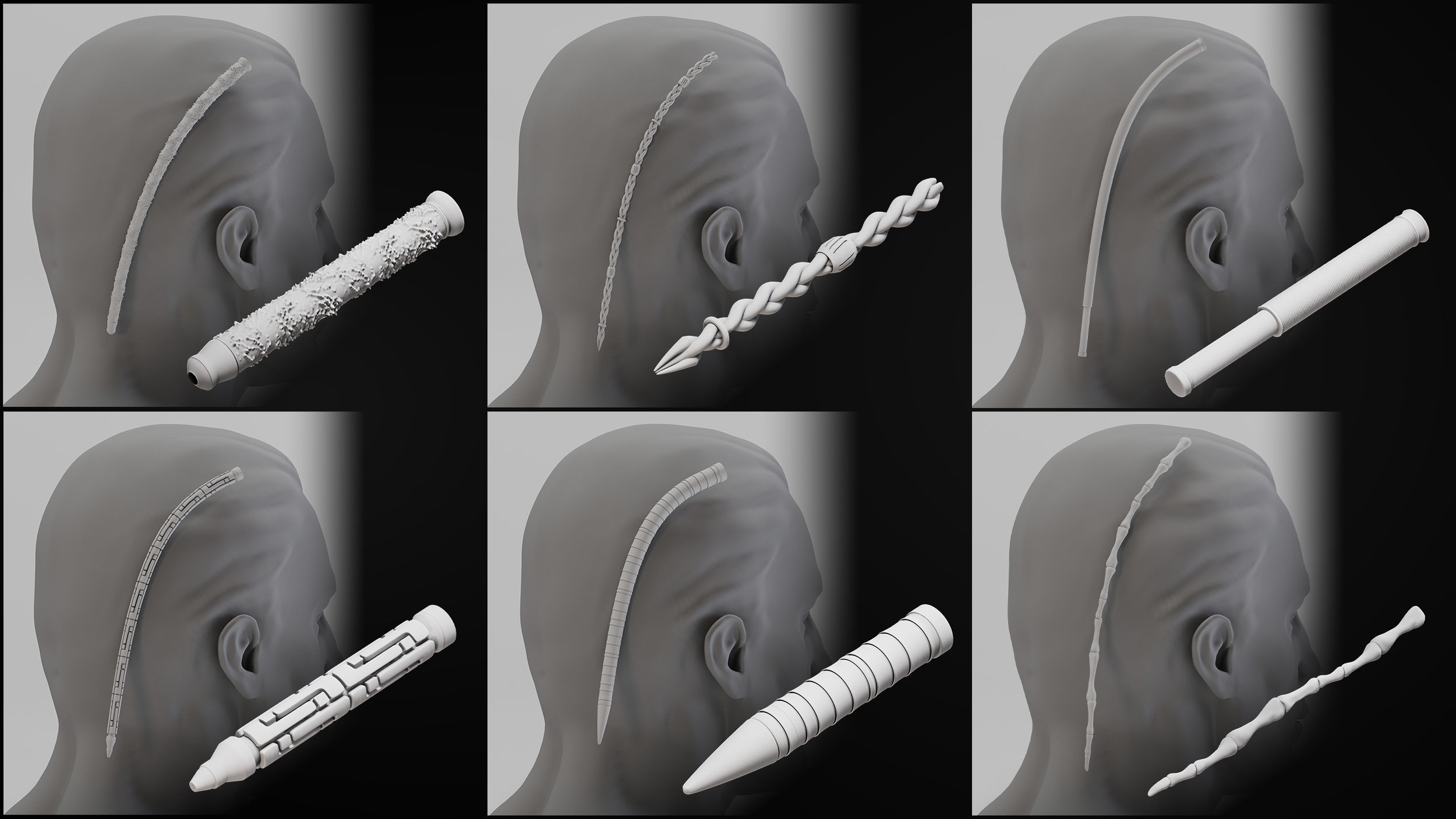 20 Brush Sci-fi Hair 3D model_4