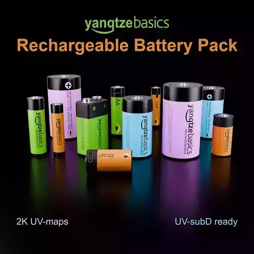 Rechargeable Batteries Pack Low-poly 3D model