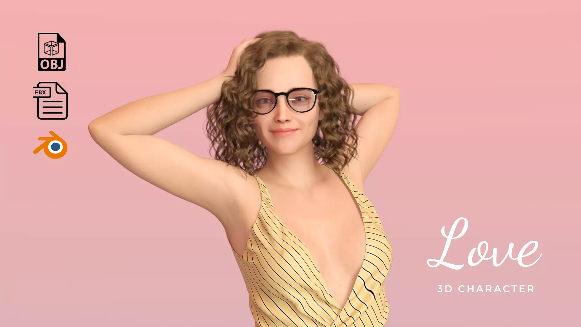 Love Female 3D Character 3D model_0