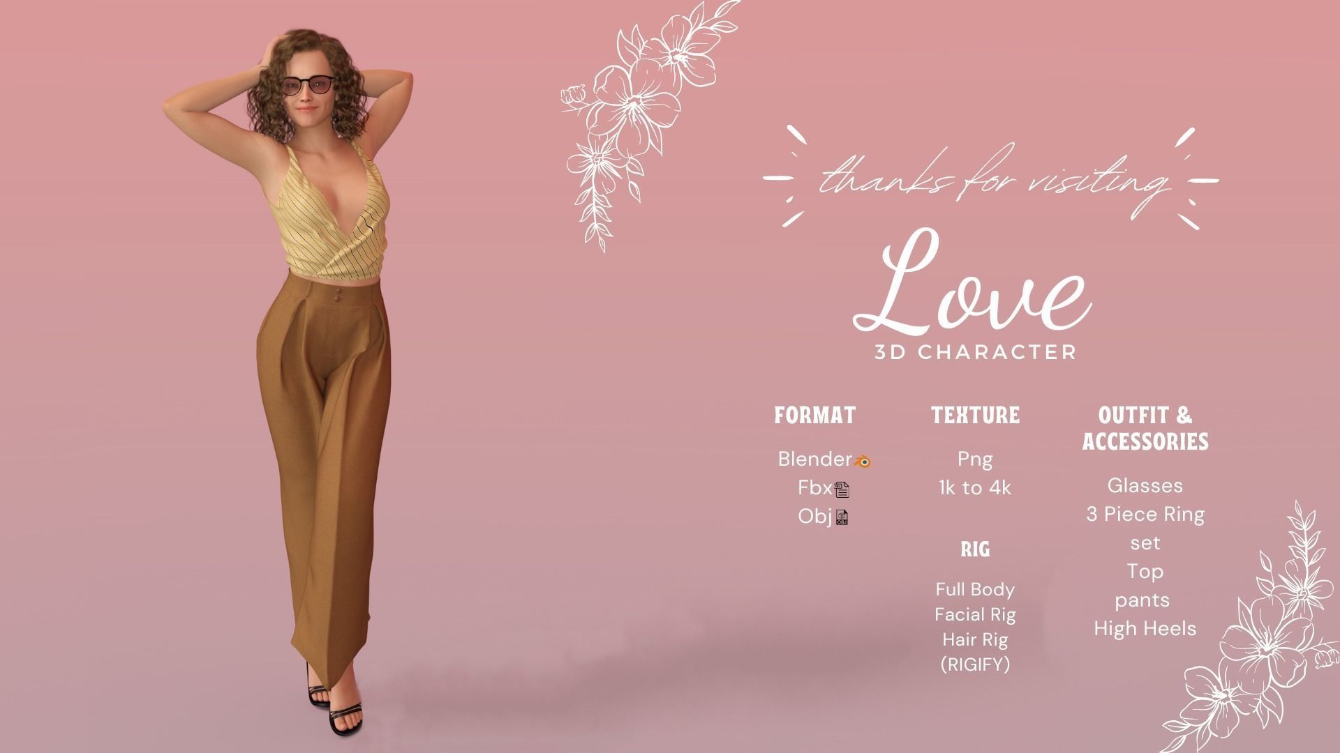 Love Female 3D Character 3D model_5