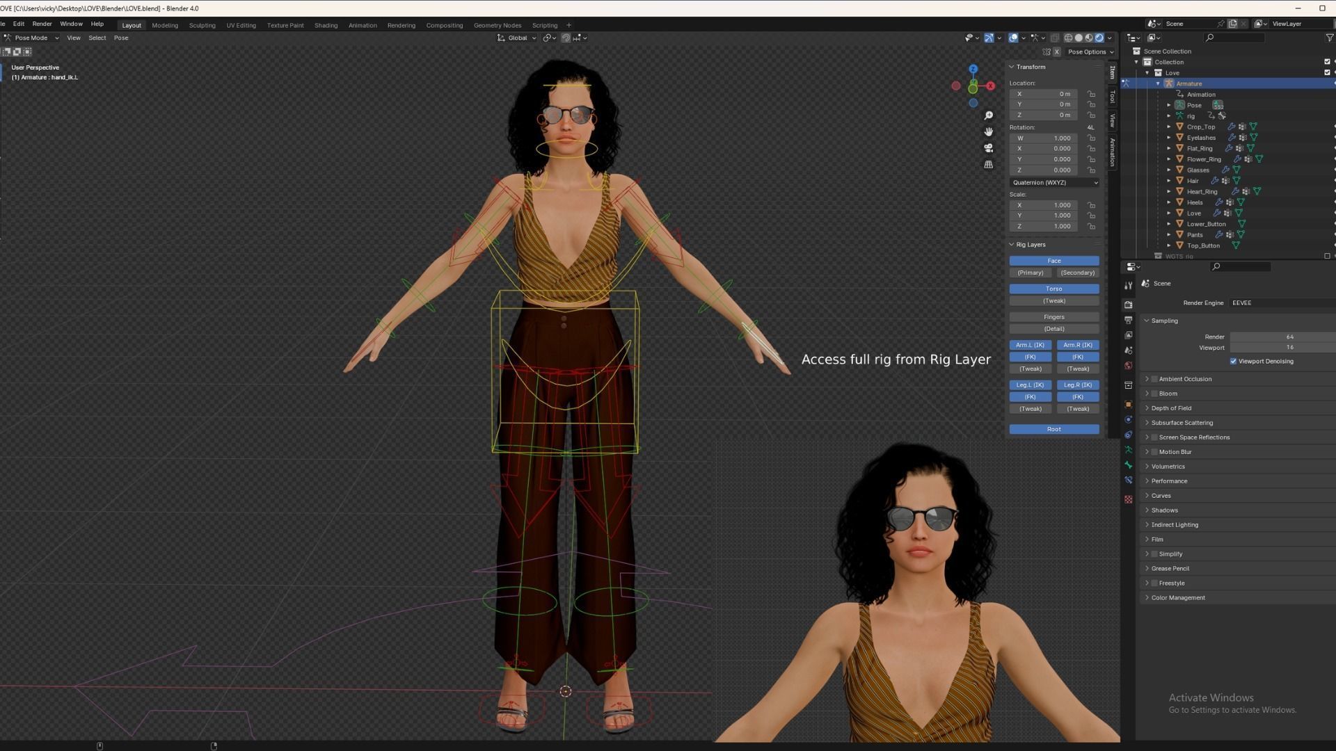 Love Female 3D Character 3D model_3