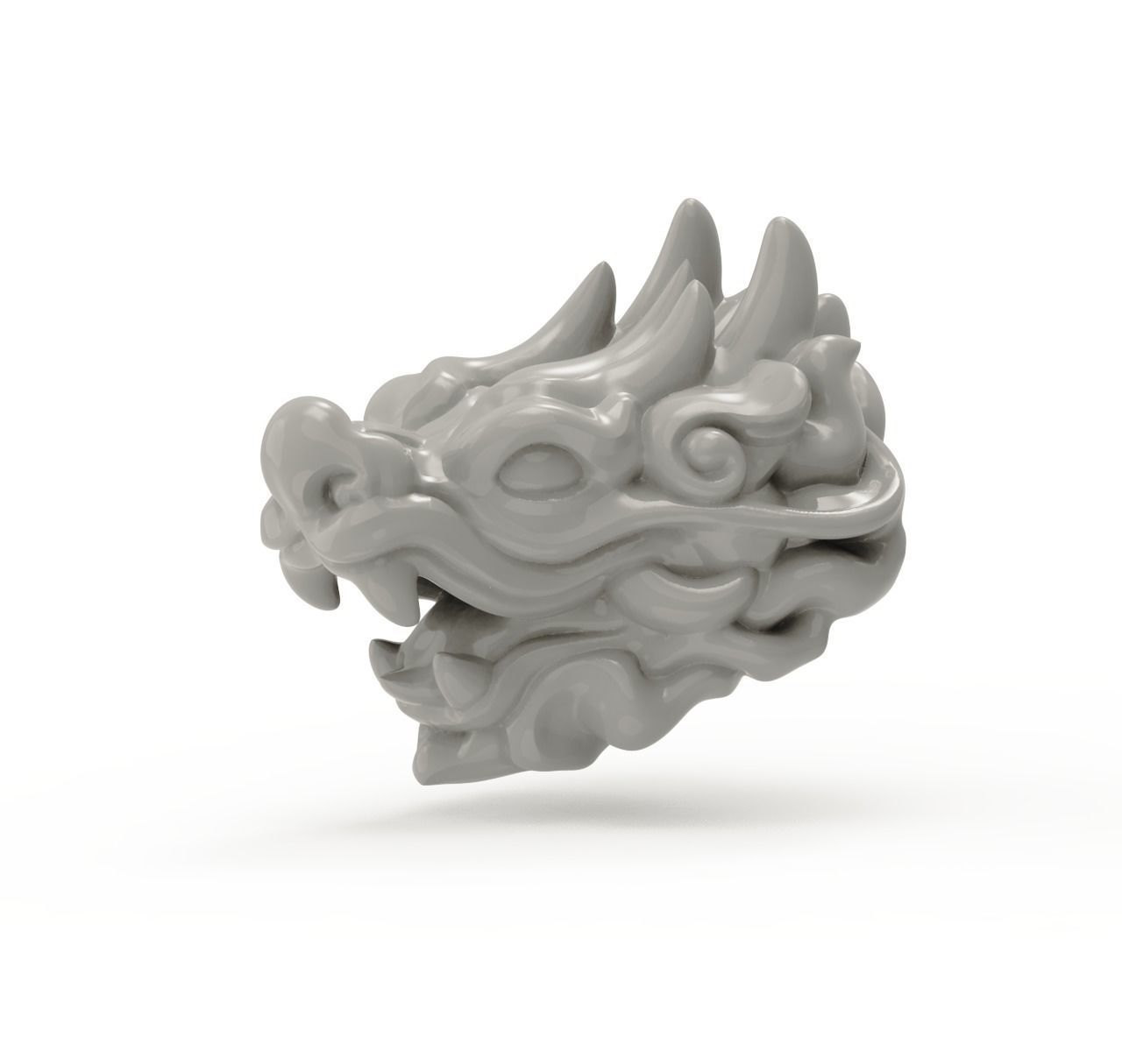 3D Printable oriental Chinese Dragon head 3D print model AN11 3D print model_7