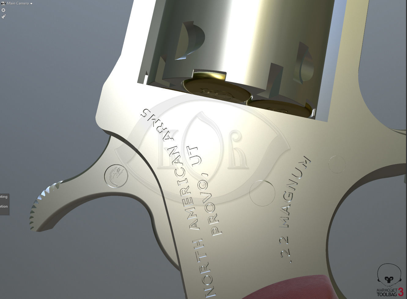 Mini revolver NAA22MS with knuckles assembly and cartridges  3D model_4