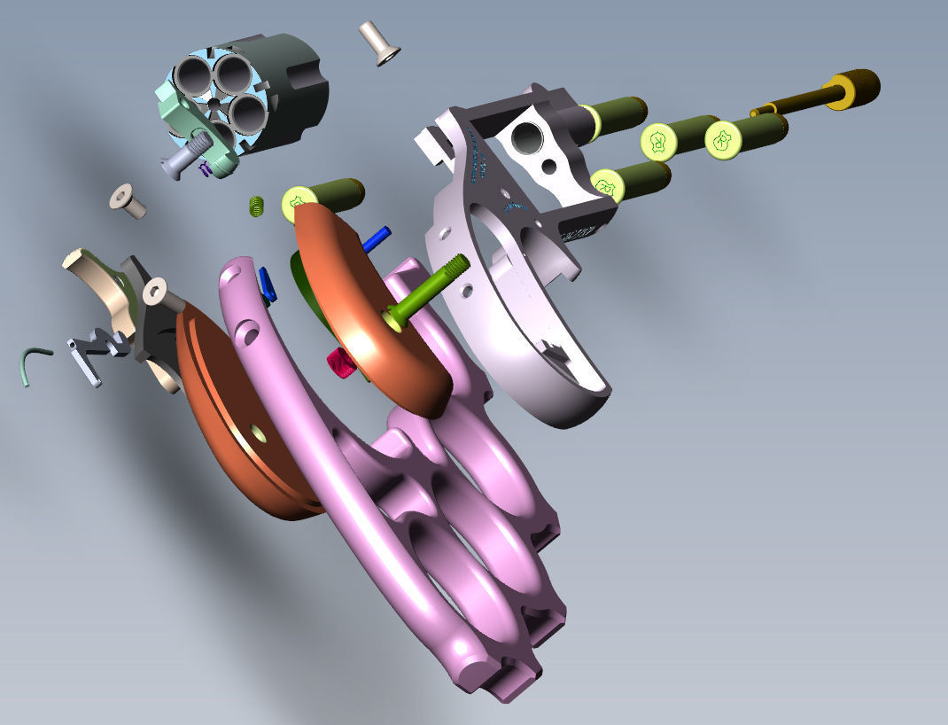 Mini revolver NAA22MS with knuckles assembly and cartridges  3D model_15