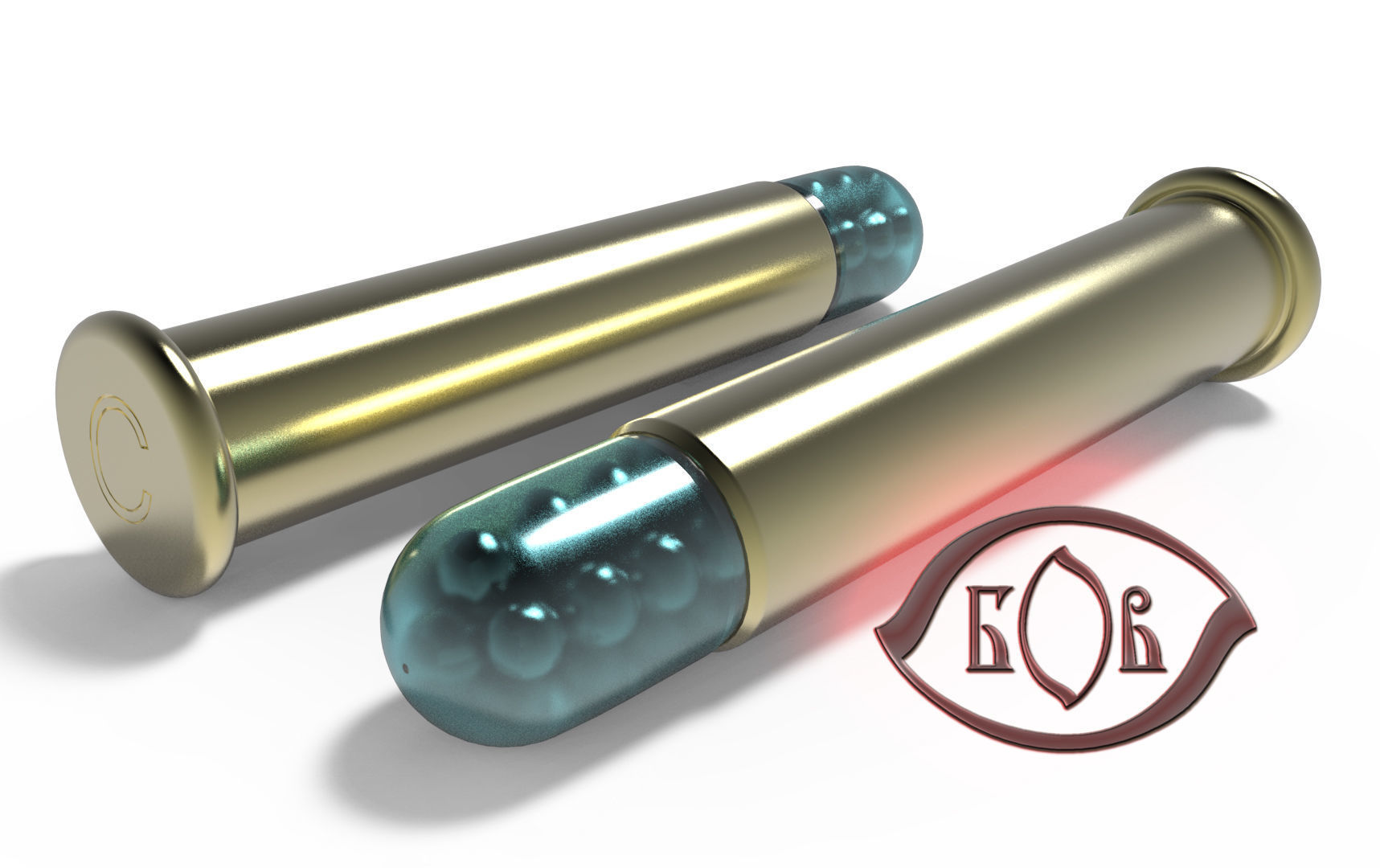 Mini revolver NAA22MS with knuckles assembly and cartridges  3D model_2