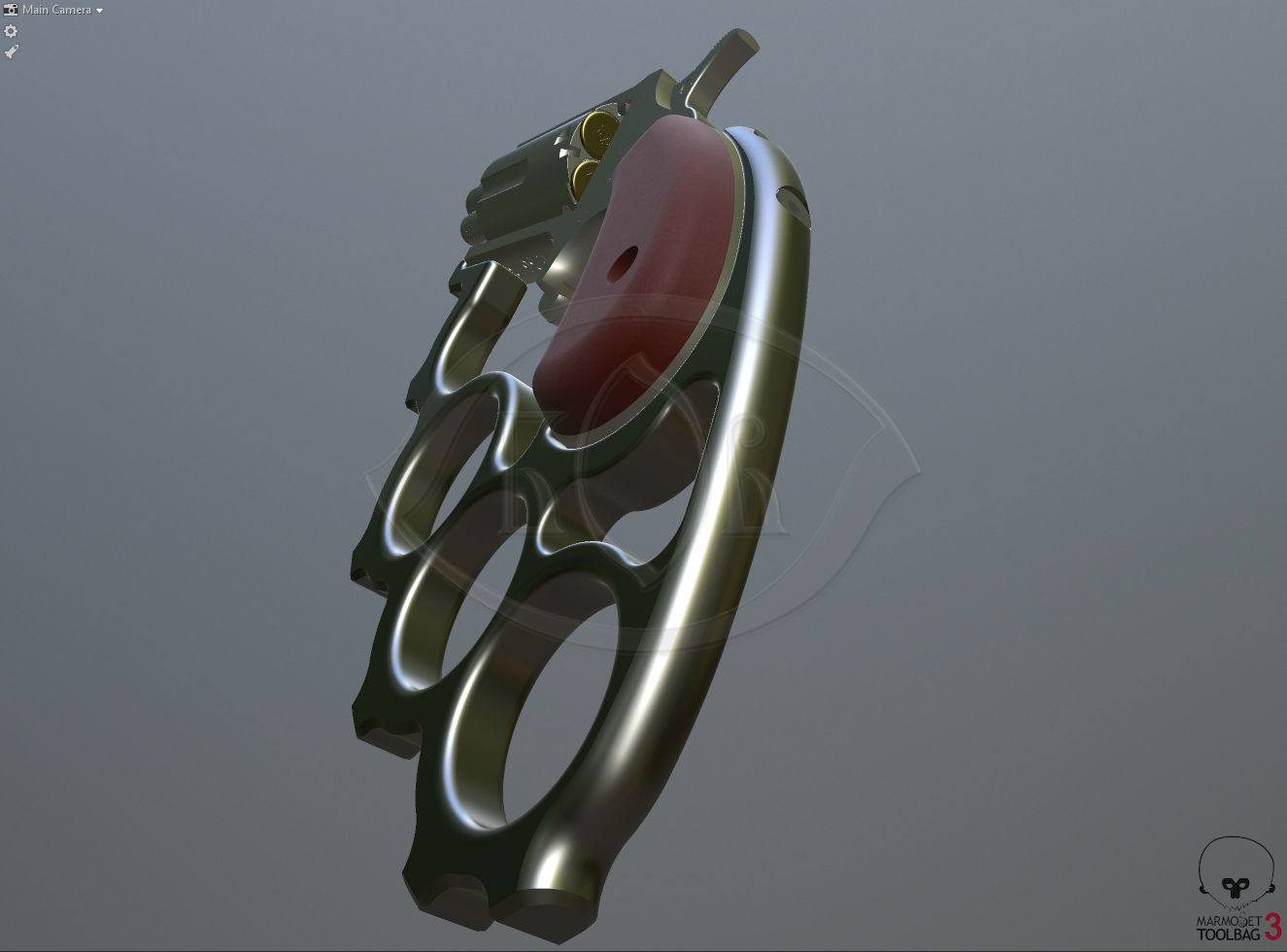 Mini revolver NAA22MS with knuckles assembly and cartridges  3D model_5