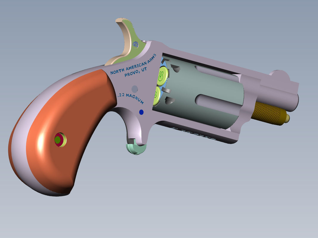 Mini revolver NAA22MS with knuckles assembly and cartridges  3D model_13